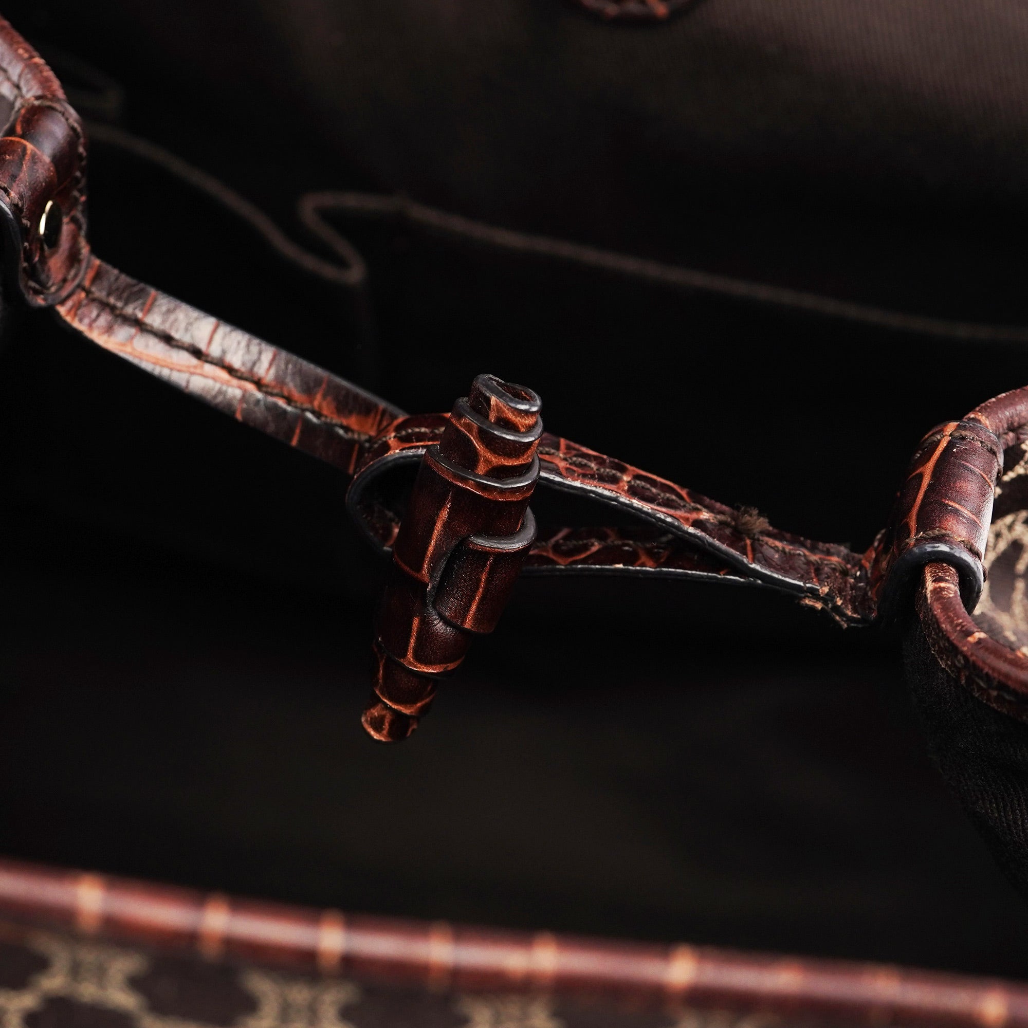 Brown Triomphe CC Croc Embossed Tote Bag