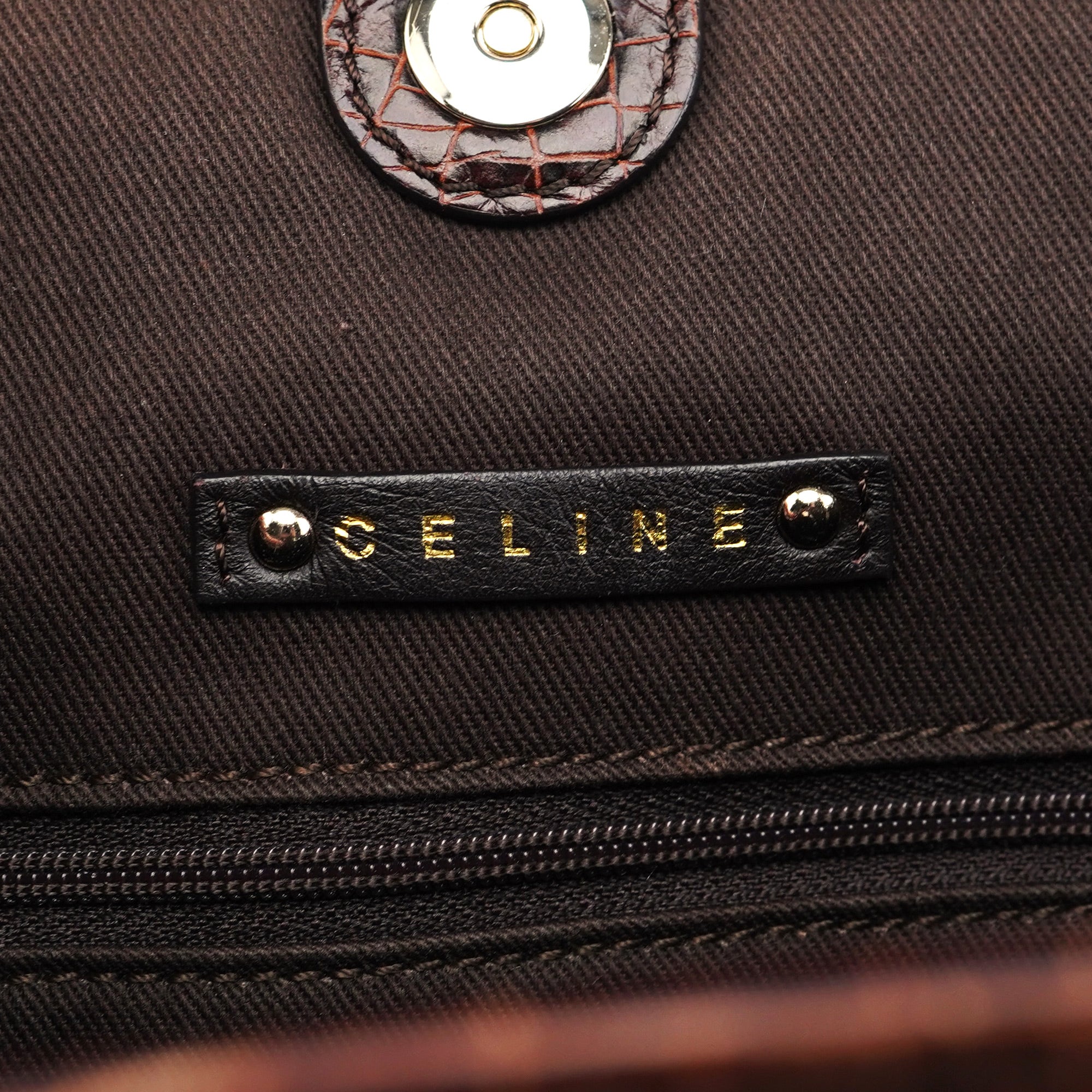Brown Triomphe CC Croc Embossed Tote Bag