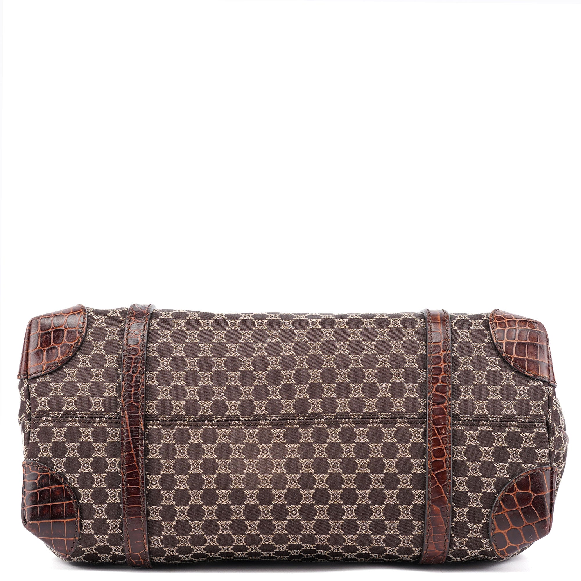 Brown Triomphe CC Croc Embossed Tote Bag