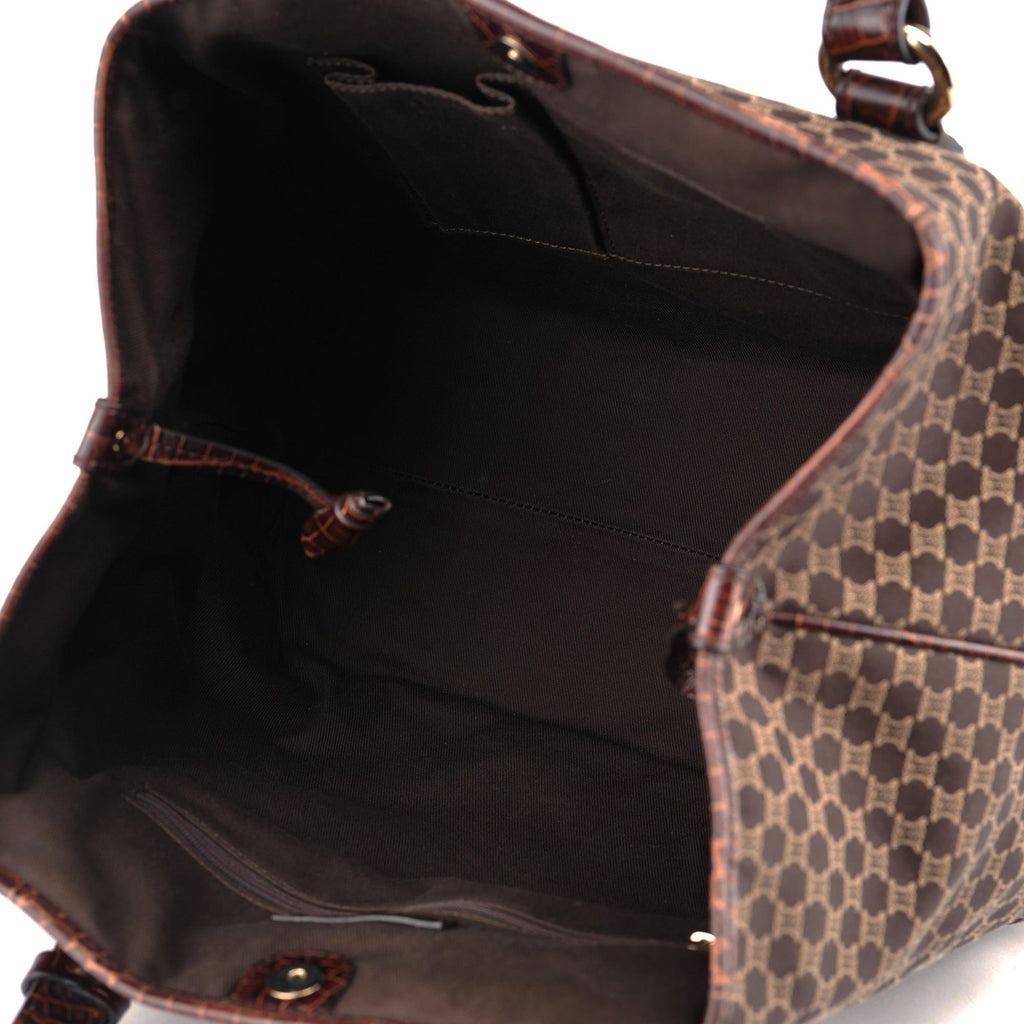 Brown Triomphe CC Croc Embossed Tote Bag