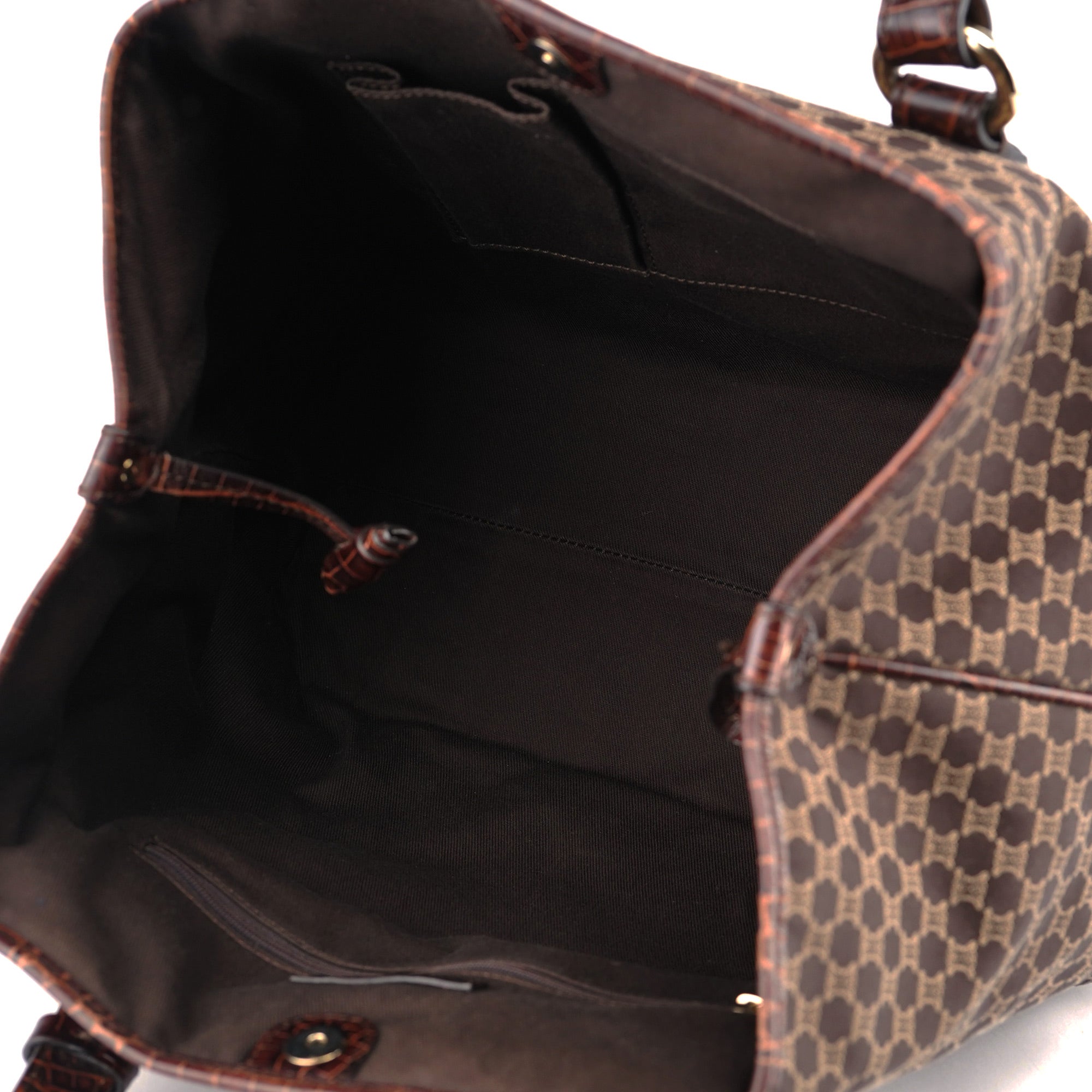 Brown Triomphe CC Croc Embossed Tote Bag