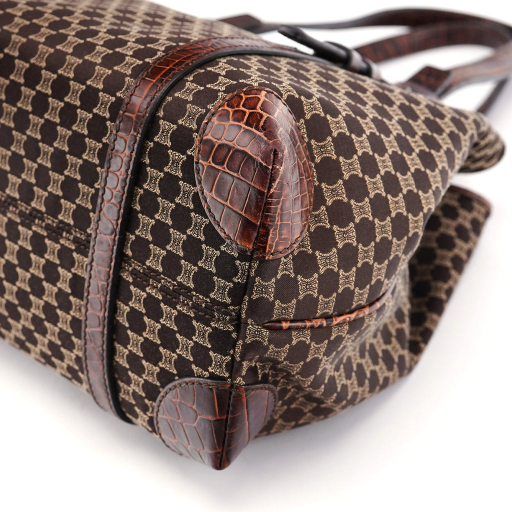 Brown Triomphe CC Croc Embossed Tote Bag