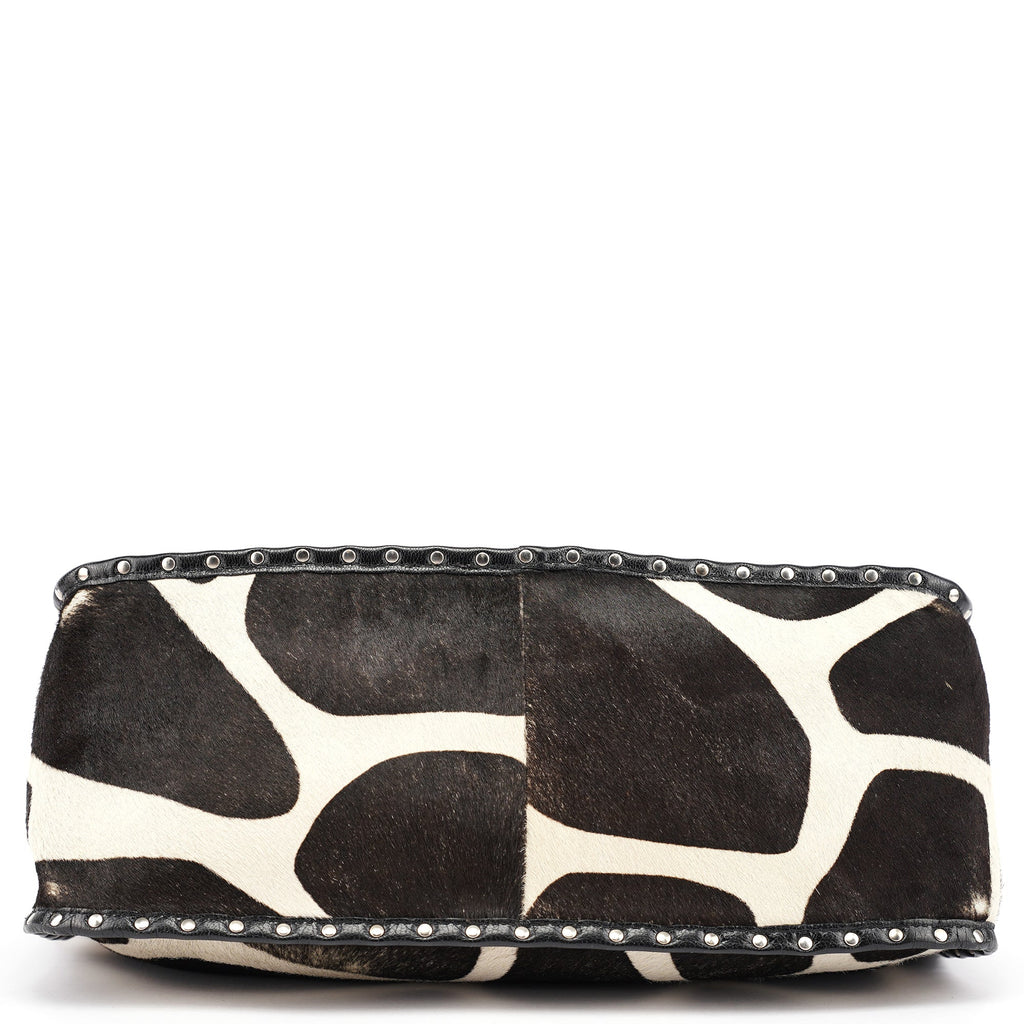 Brown White Boogie Calfhair Tote Bag