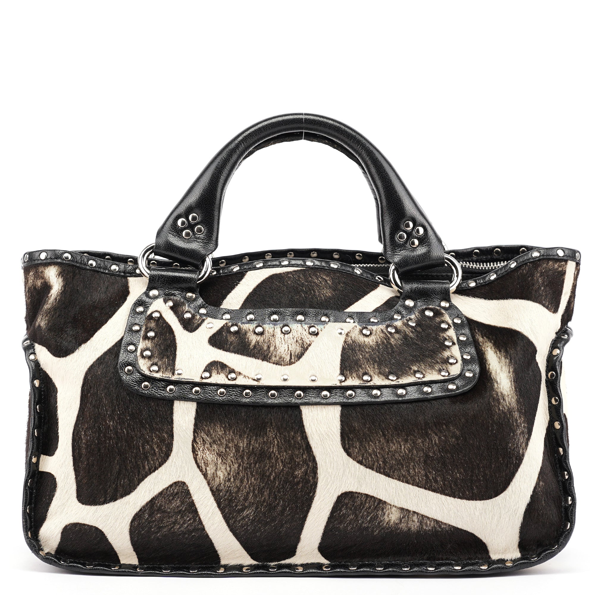 Brown White Boogie Calfhair Tote Bag