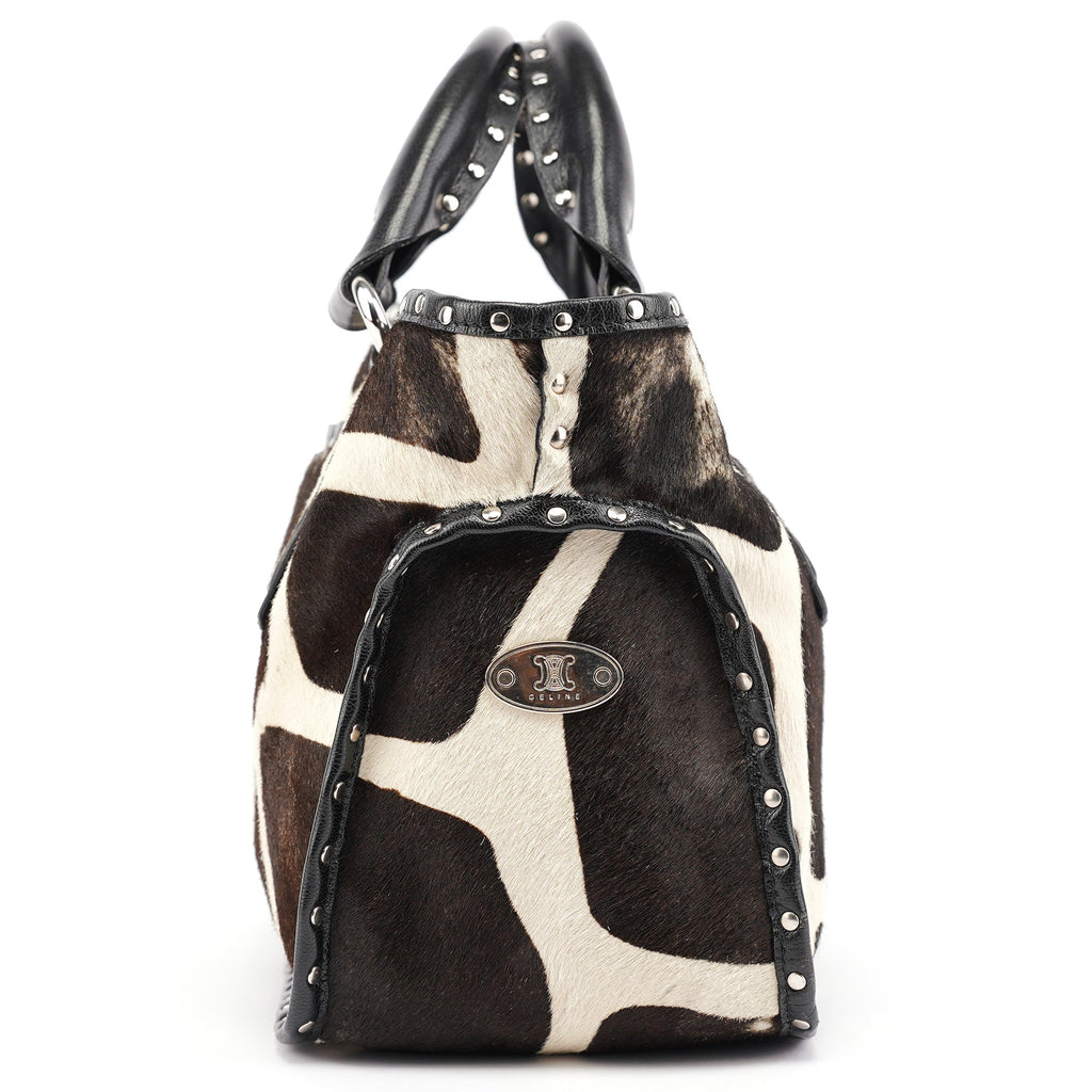 Brown White Boogie Calfhair Tote Bag