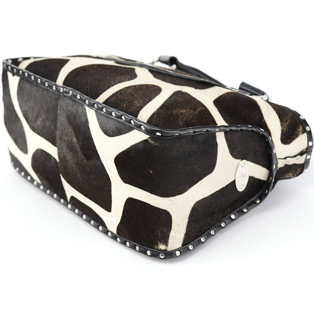 Brown White Boogie Calfhair Tote Bag