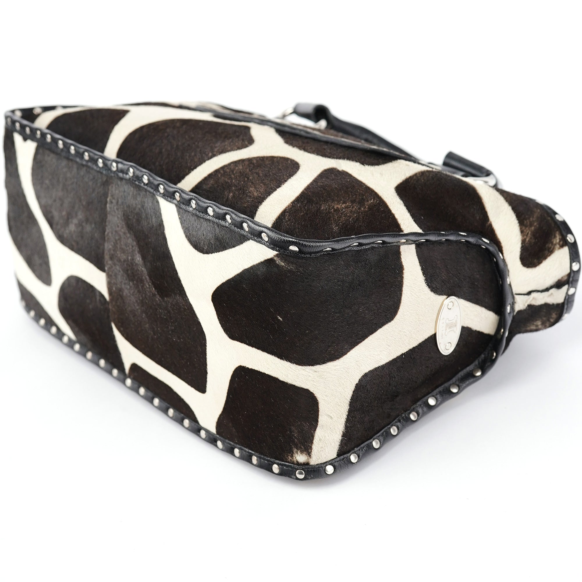 Brown White Boogie Calfhair Tote Bag