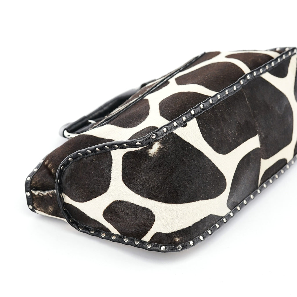 Brown White Boogie Calfhair Tote Bag
