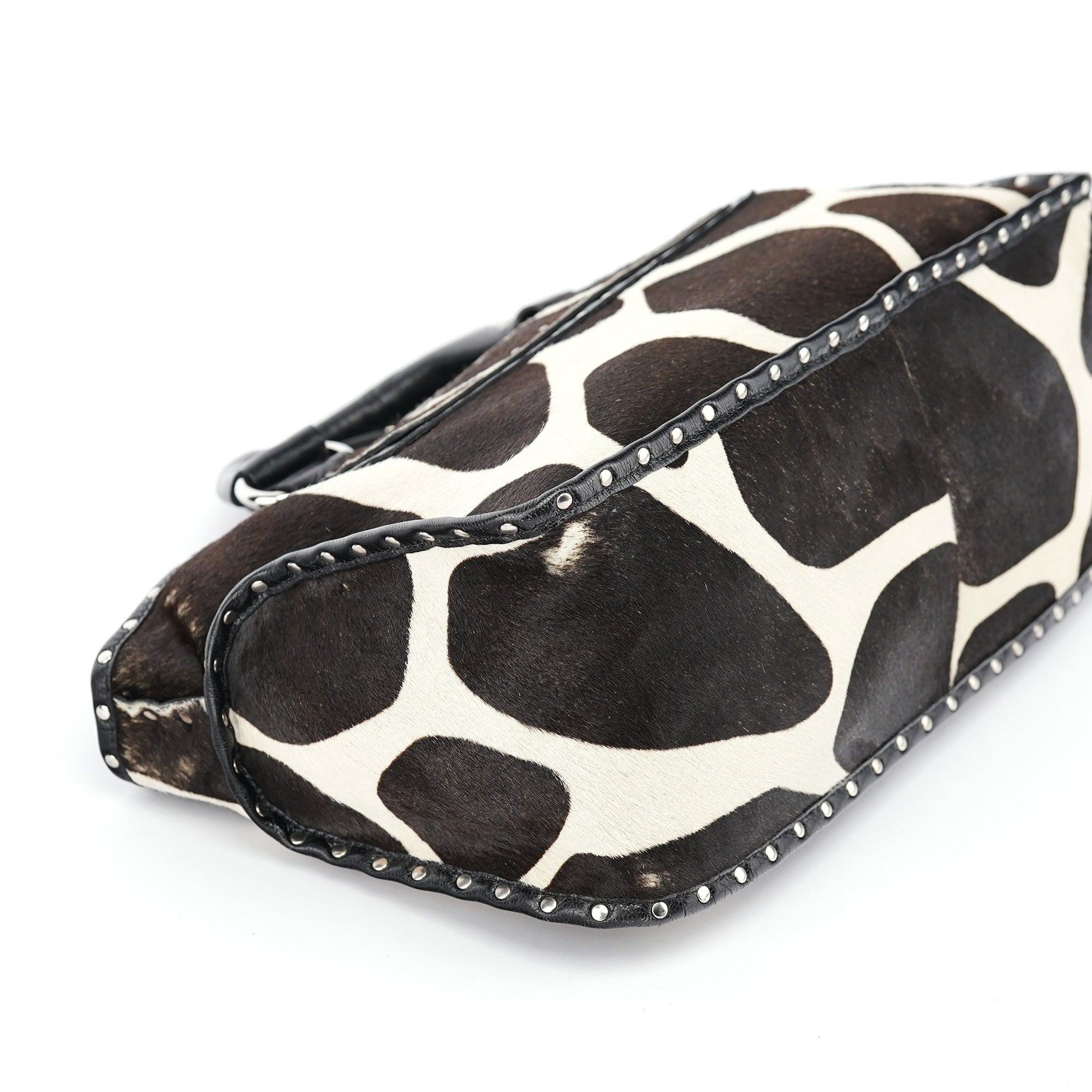 Brown White Boogie Calfhair Tote Bag