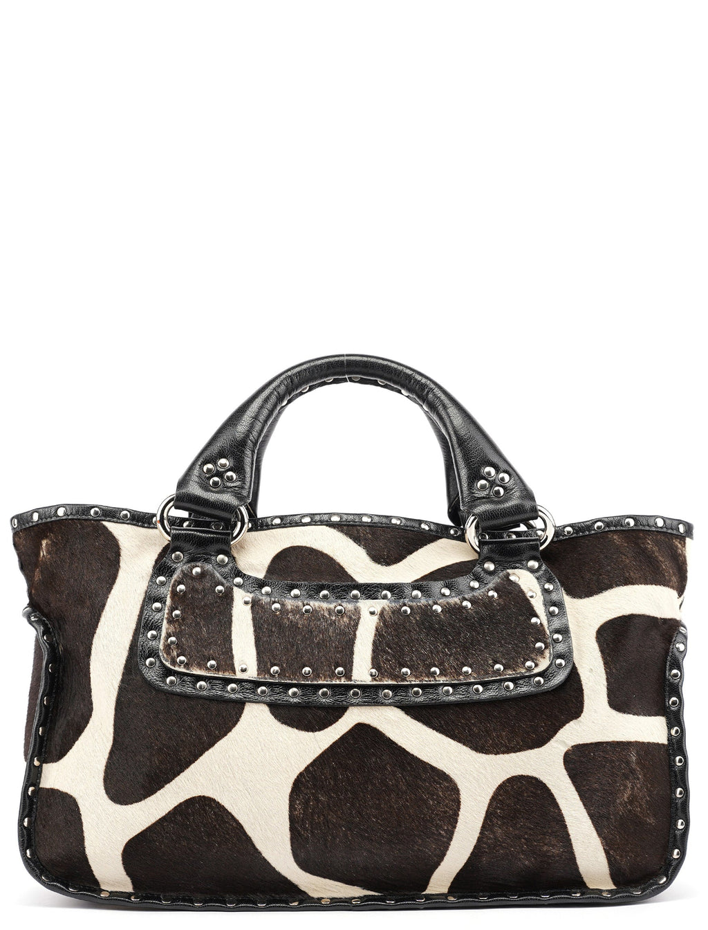 Brown White Boogie Calfhair Tote Bag