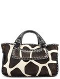 Brown White Boogie Calfhair Tote Bag