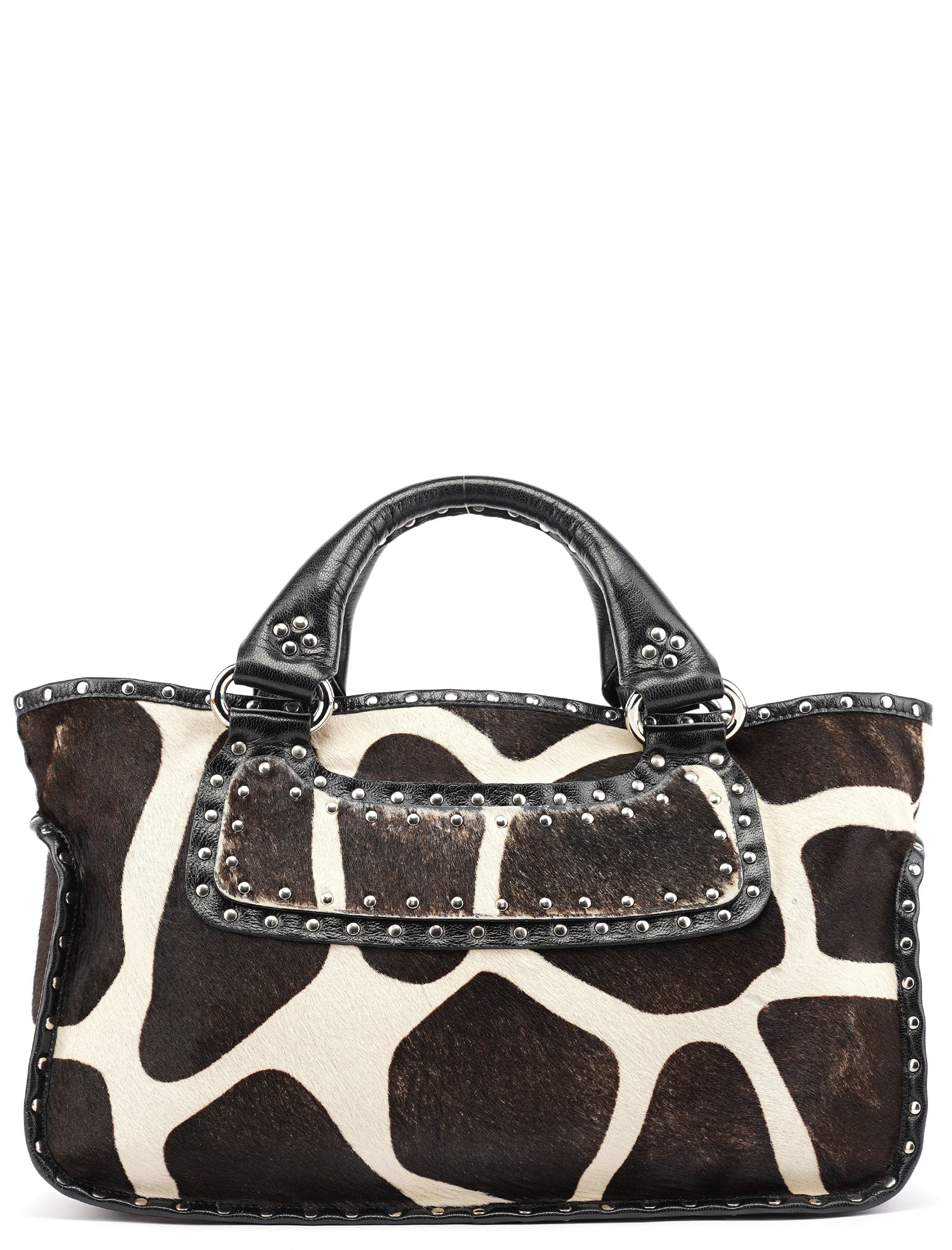 Brown White Boogie Calfhair Tote Bag