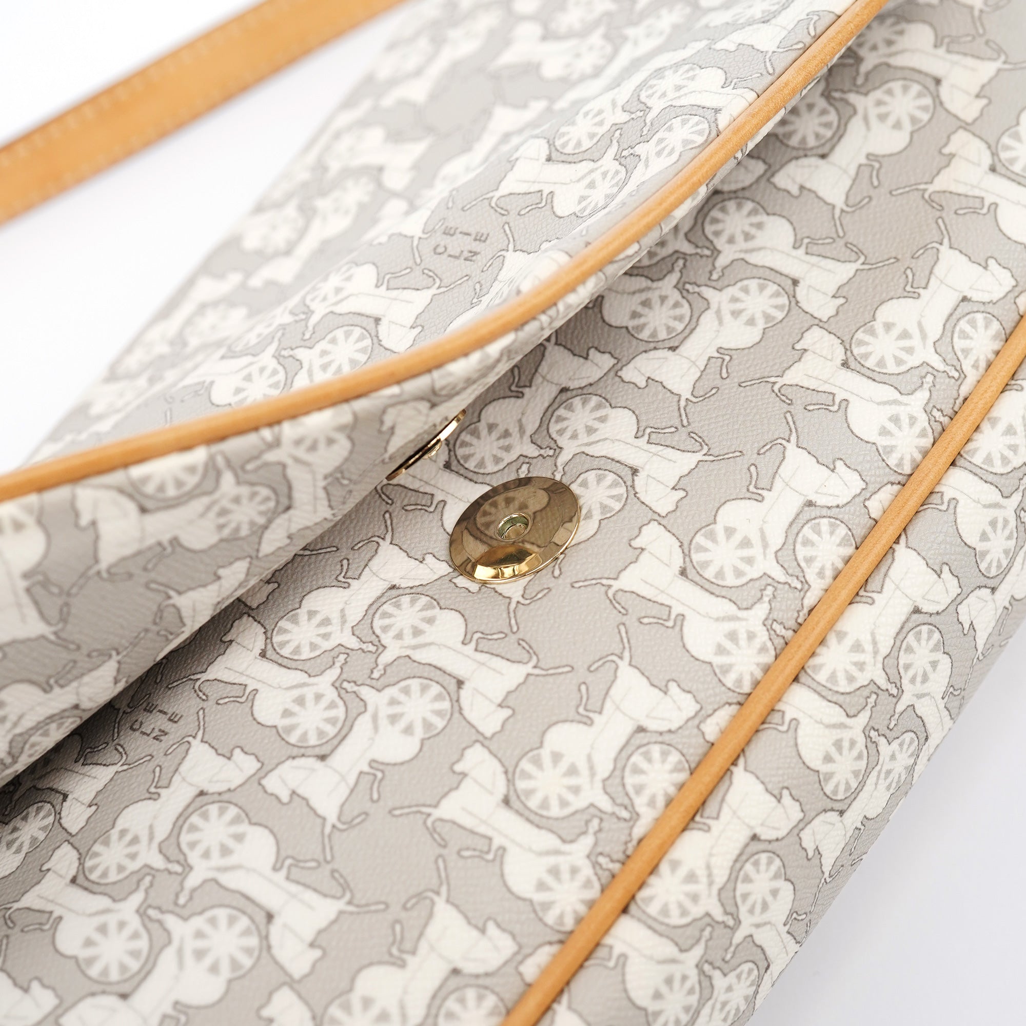 Grey Monogram Leather Shoulder Bag