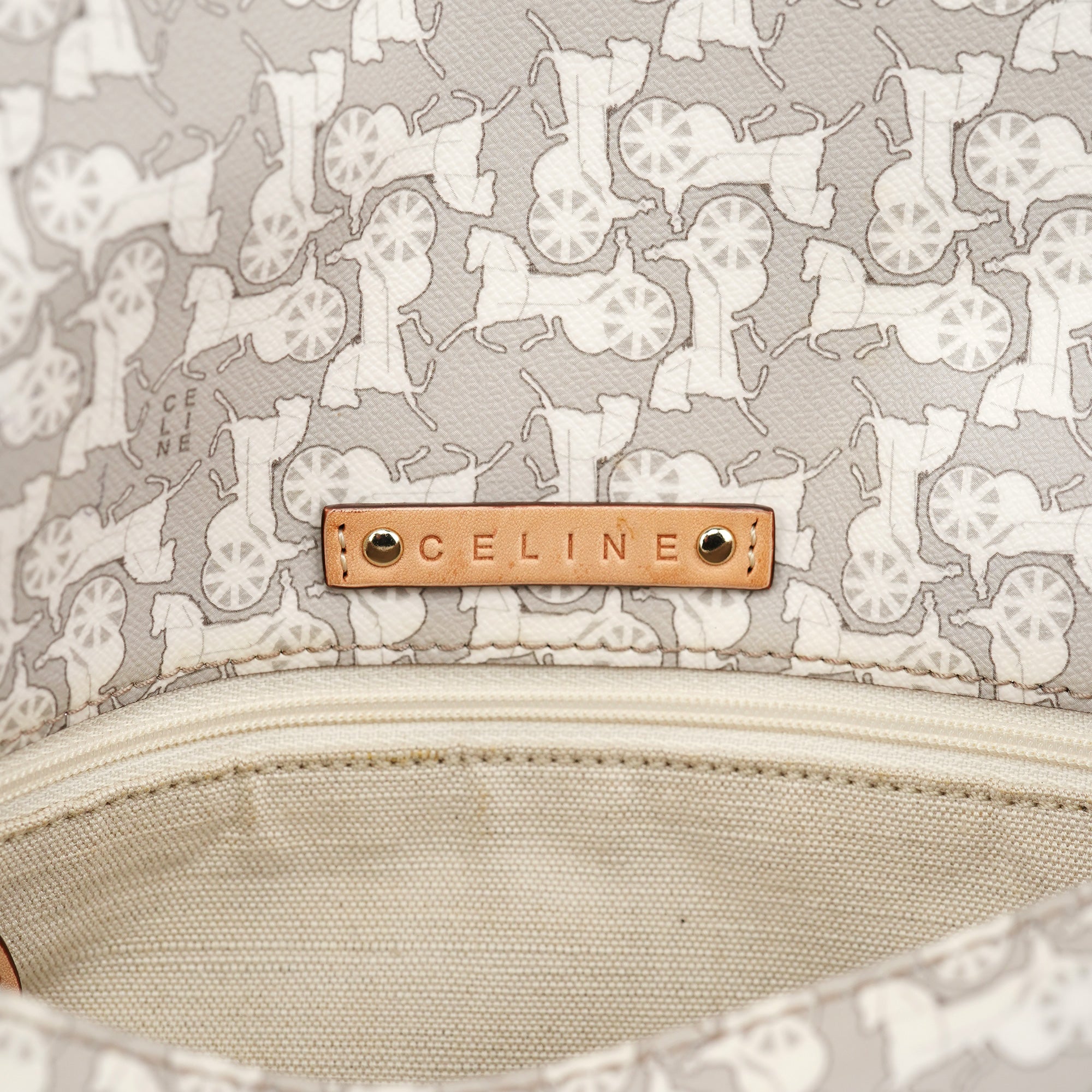 Grey Monogram Leather Shoulder Bag