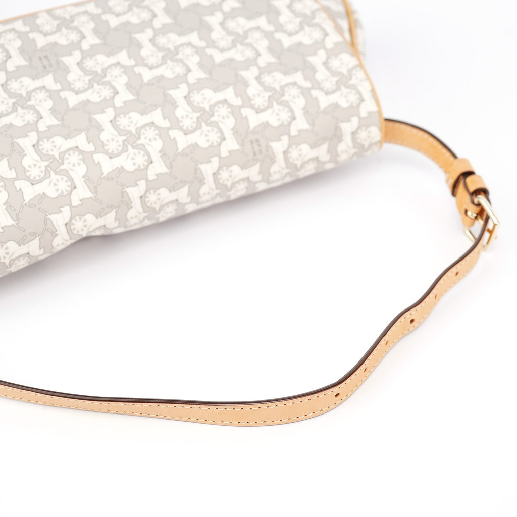 Grey Monogram Leather Shoulder Bag