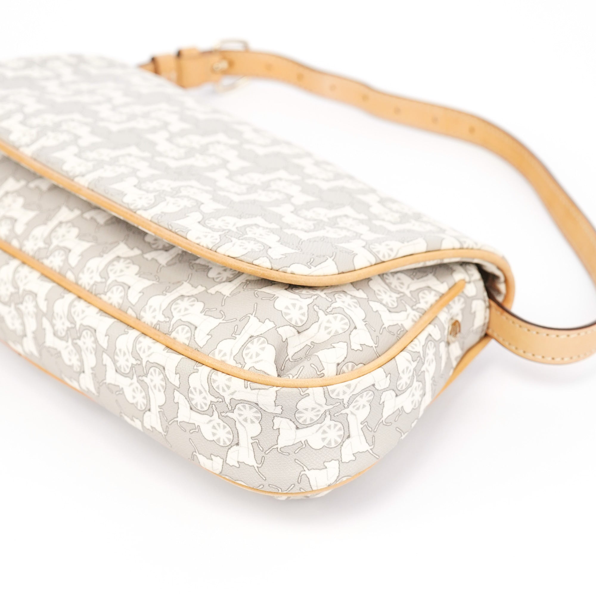 Grey Monogram Leather Shoulder Bag
