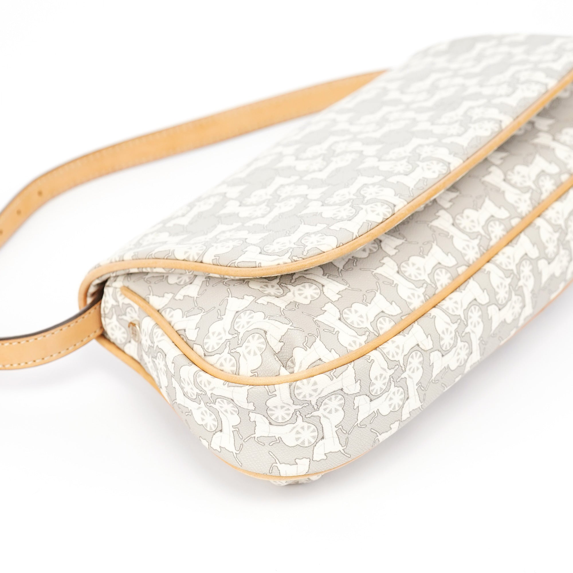 Grey Monogram Leather Shoulder Bag
