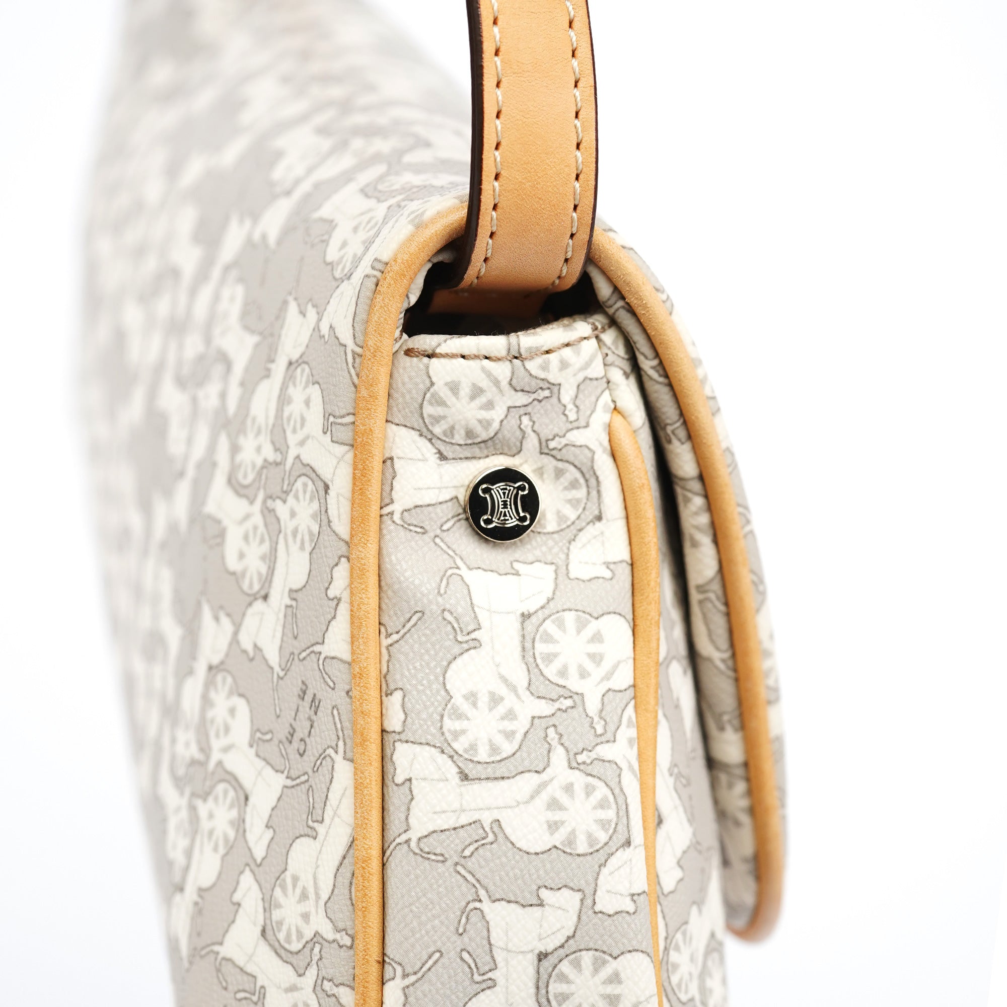 Grey Monogram Leather Shoulder Bag