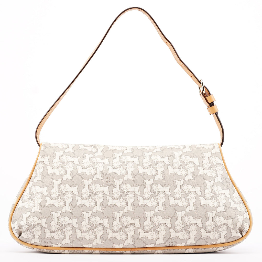 Grey Monogram Leather Shoulder Bag