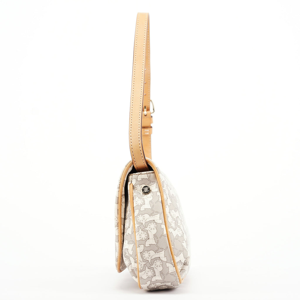 Grey Monogram Leather Shoulder Bag