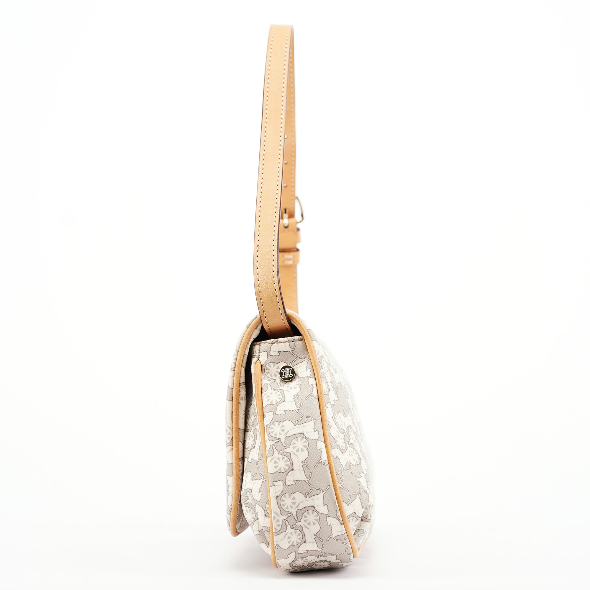 Grey Monogram Leather Shoulder Bag