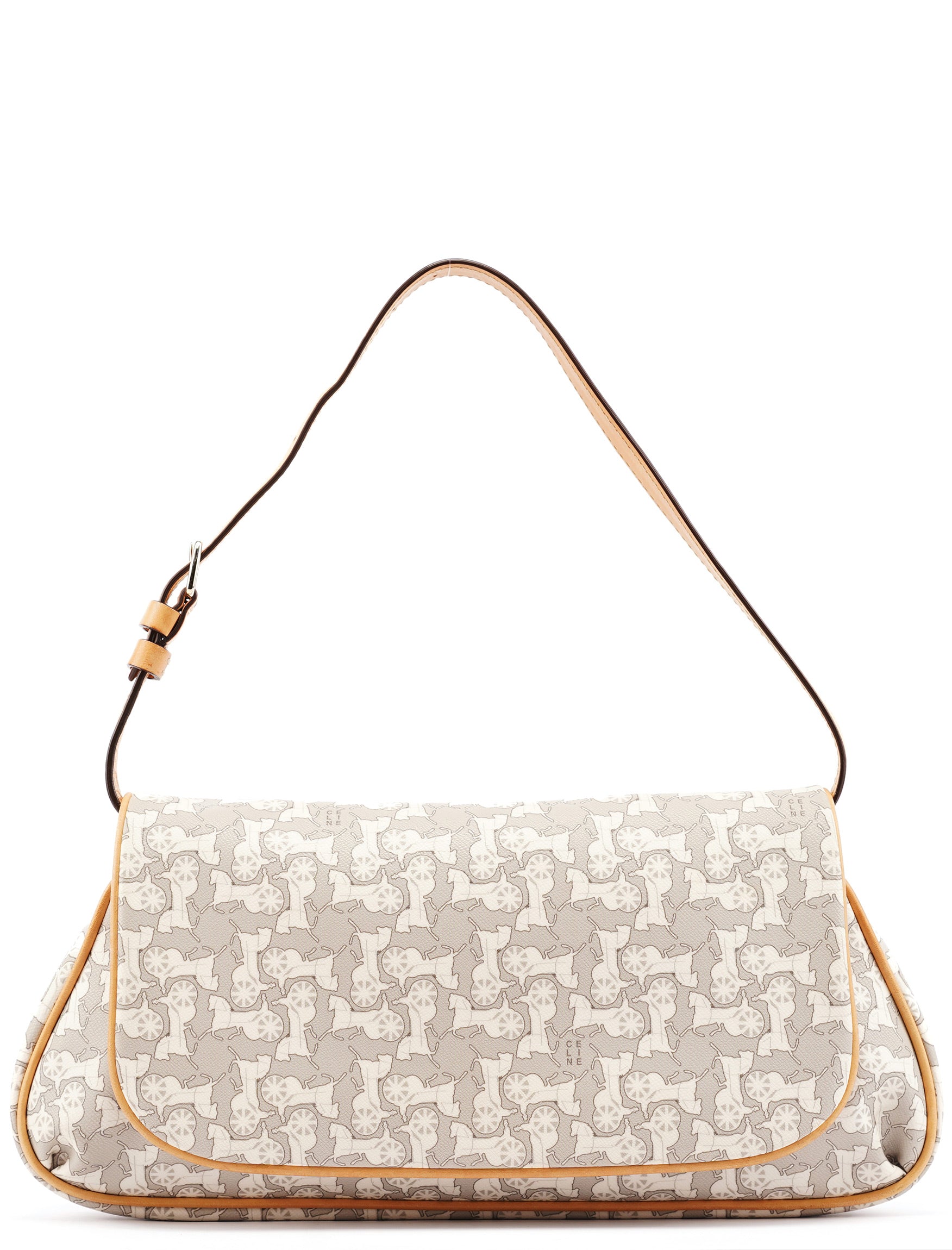 Grey Monogram Leather Shoulder Bag