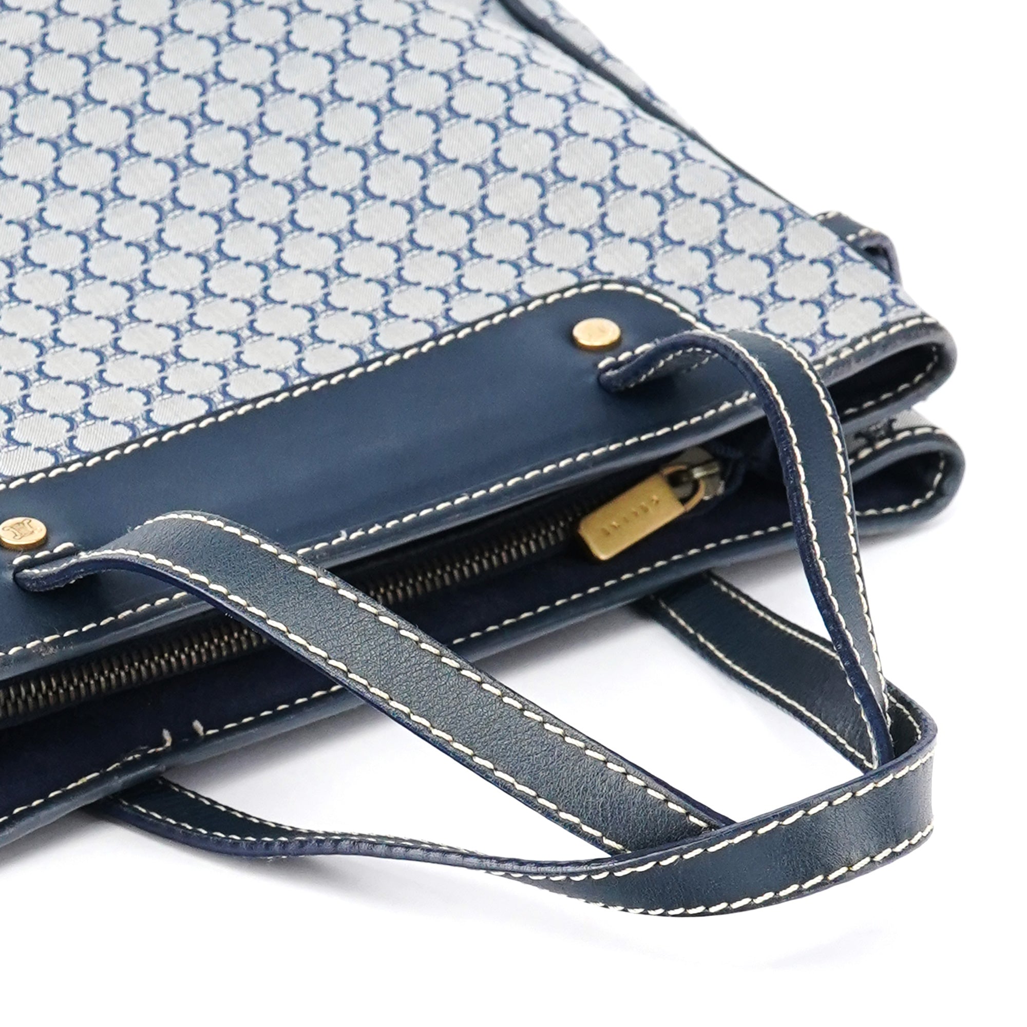 Grey Monogram Leather Tote Bag