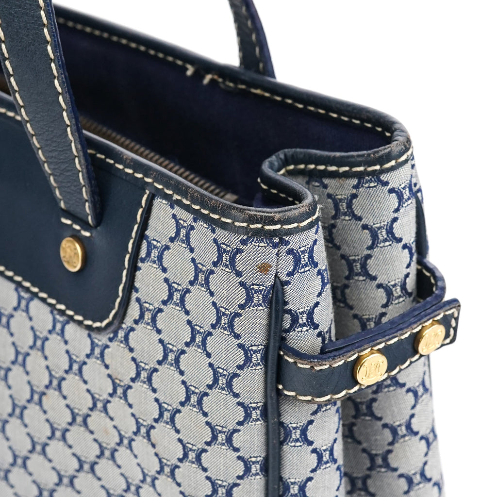 Grey Monogram Leather Tote Bag