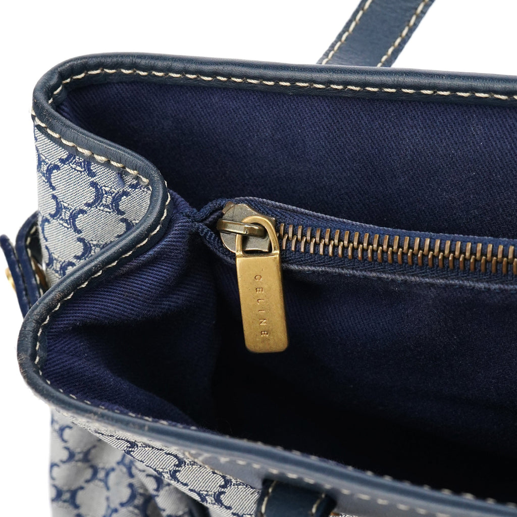 Grey Monogram Leather Tote Bag