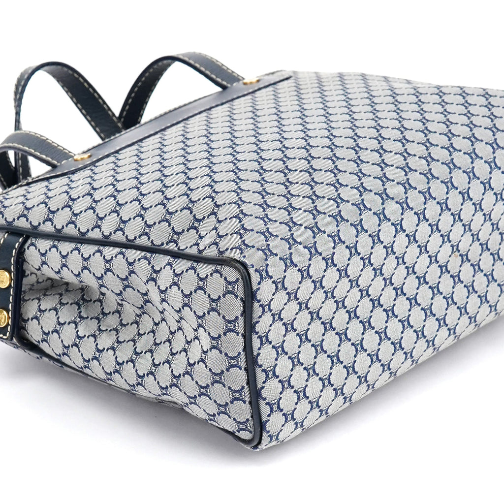 Grey Monogram Leather Tote Bag
