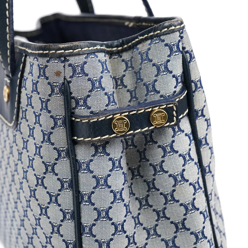 Grey Monogram Leather Tote Bag