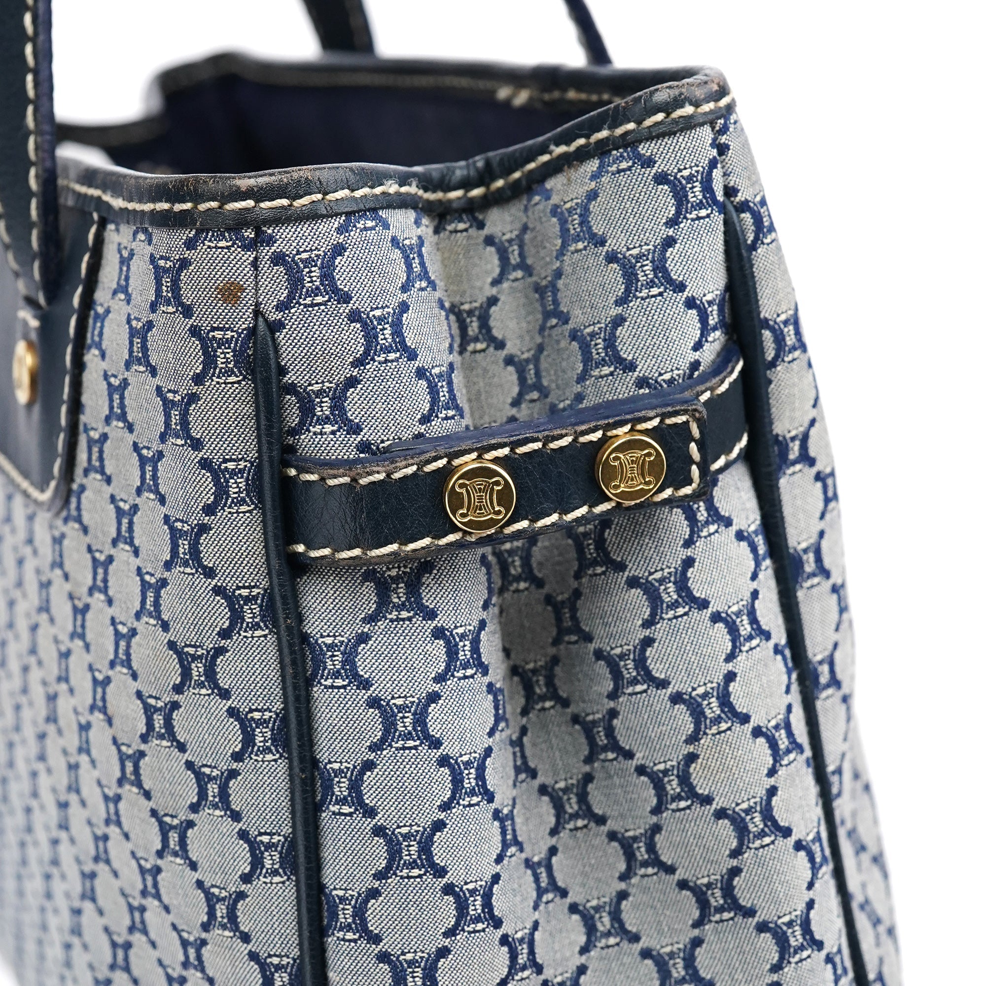 Grey Monogram Leather Tote Bag