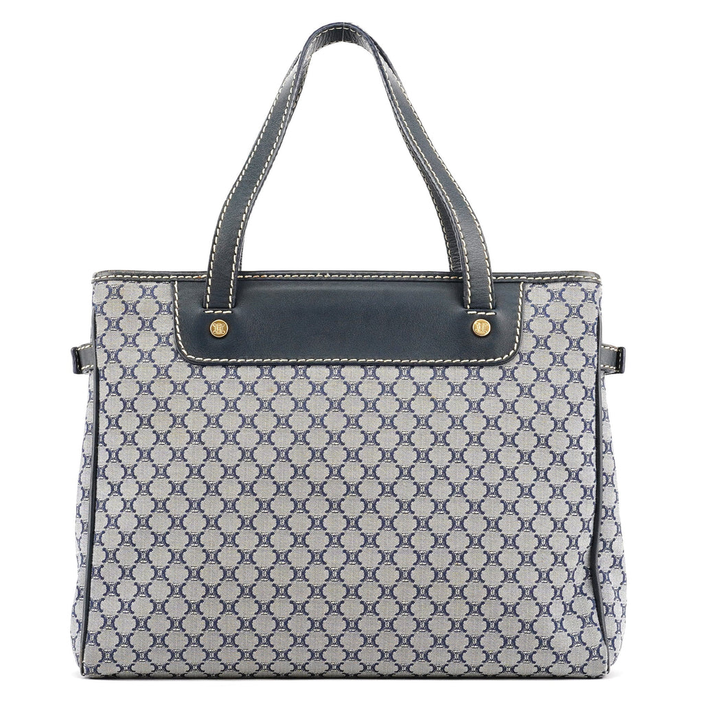 Grey Monogram Leather Tote Bag