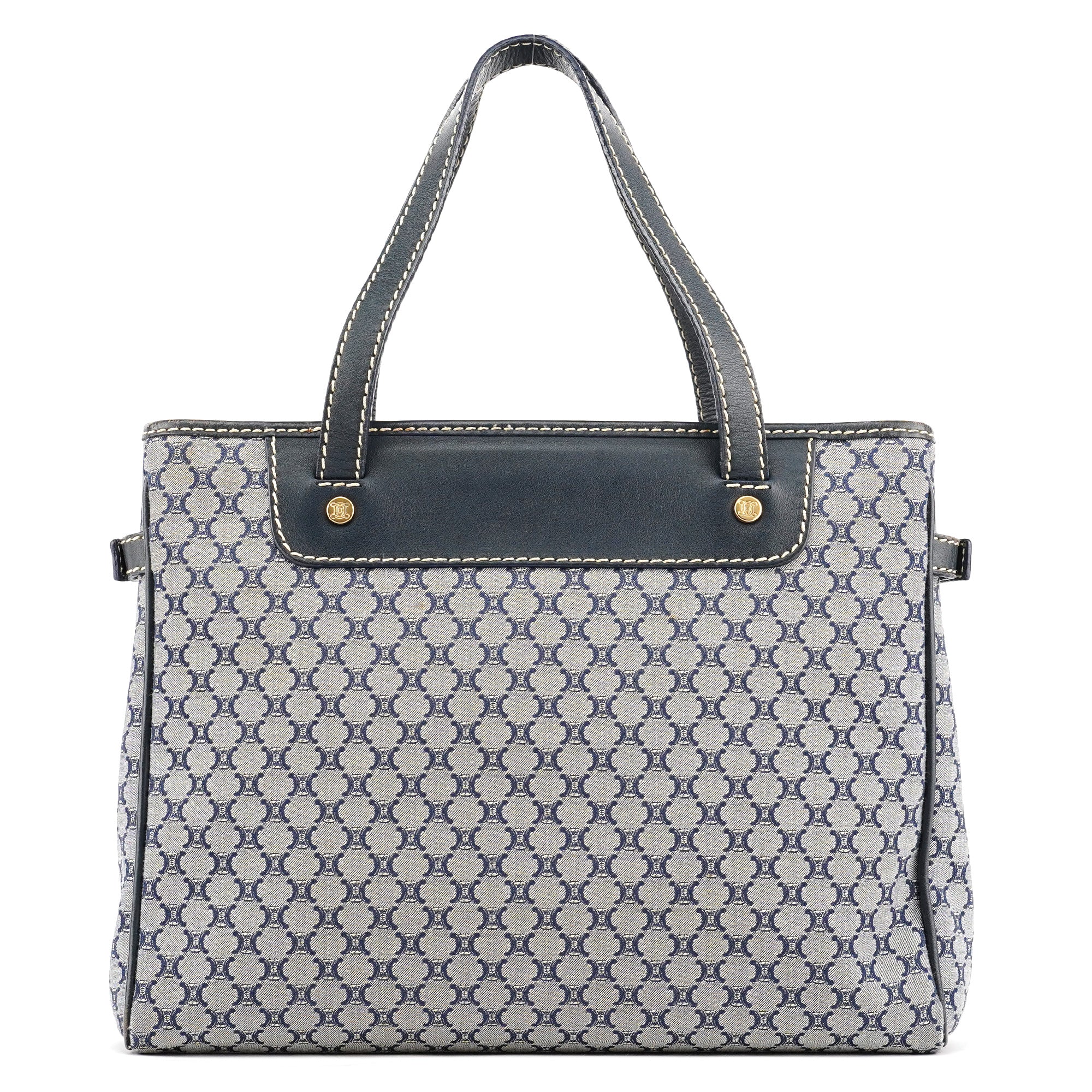 Grey Monogram Leather Tote Bag