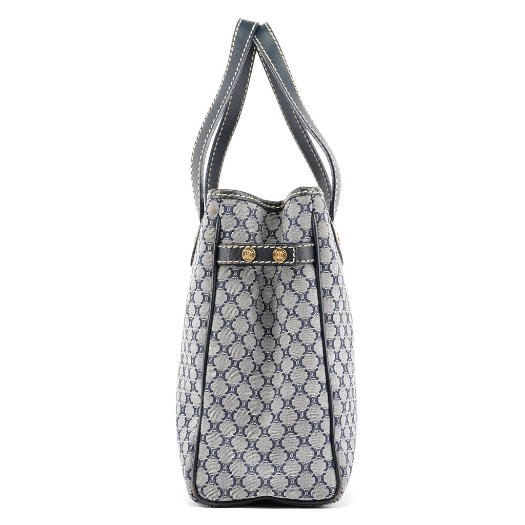 Grey Monogram Leather Tote Bag