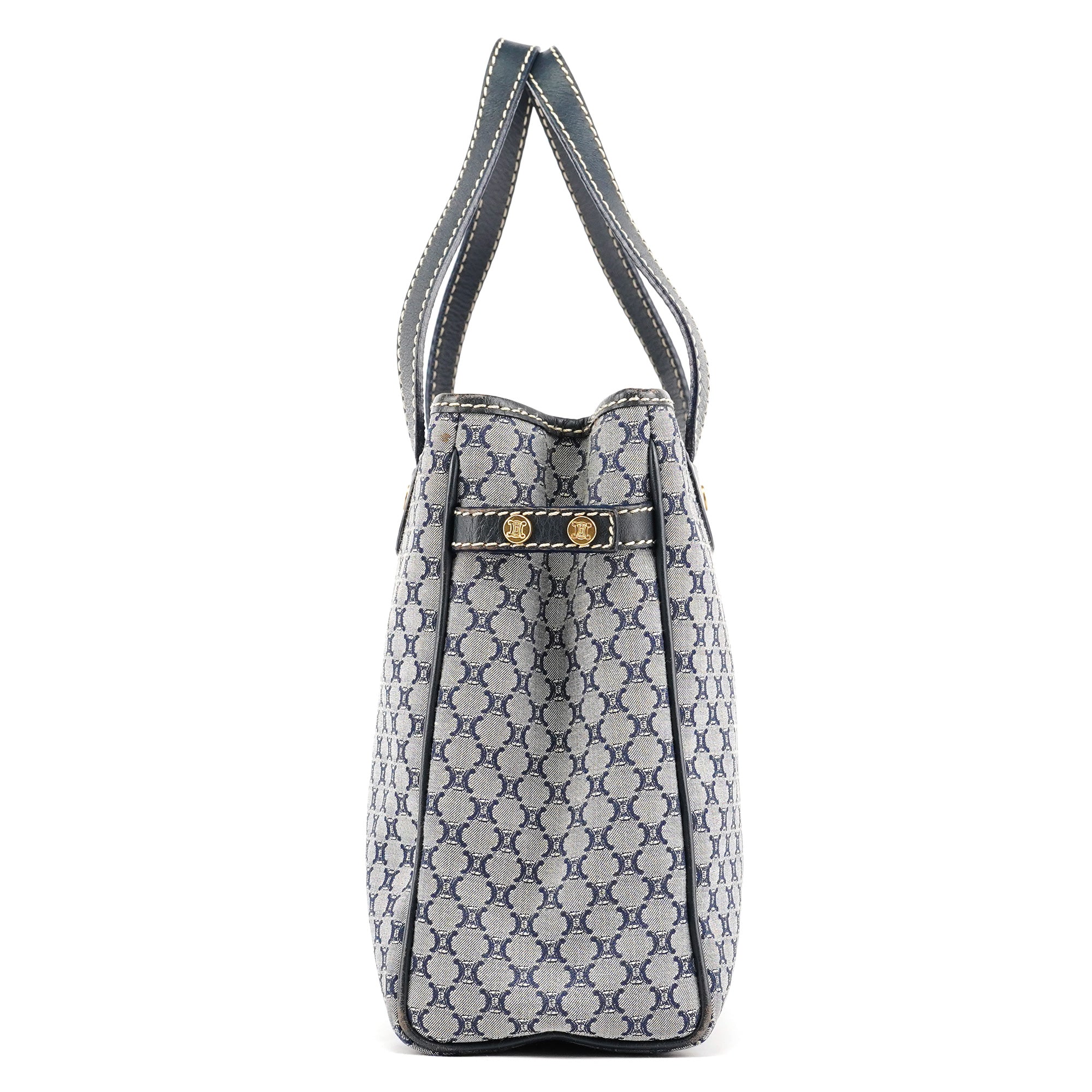 Grey Monogram Leather Tote Bag