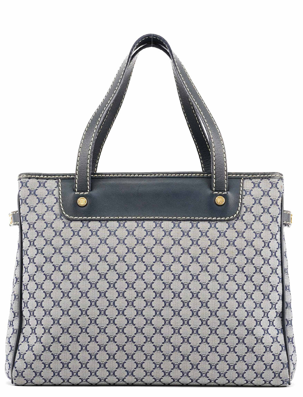 Grey Monogram Leather Tote Bag