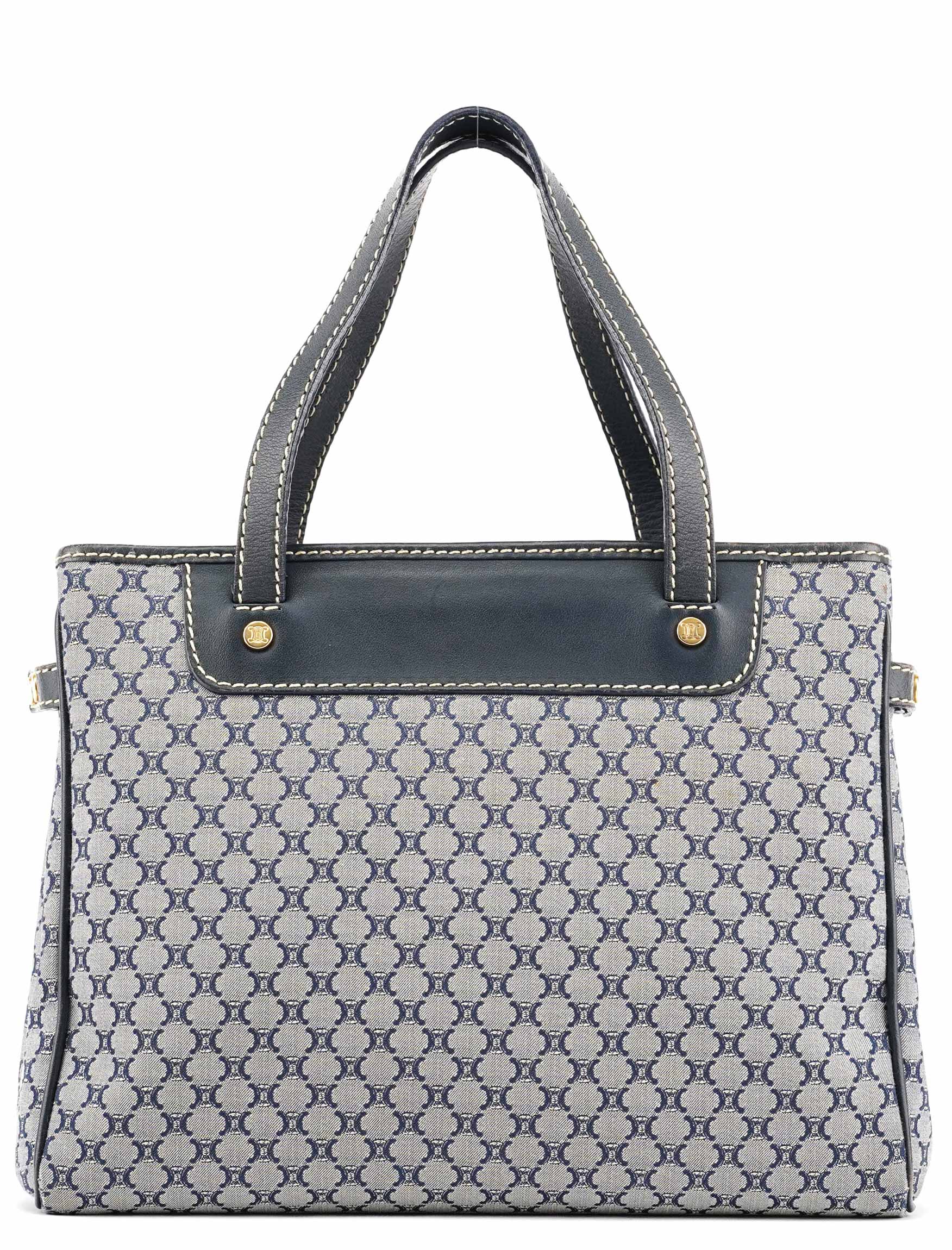 Grey Monogram Leather Tote Bag