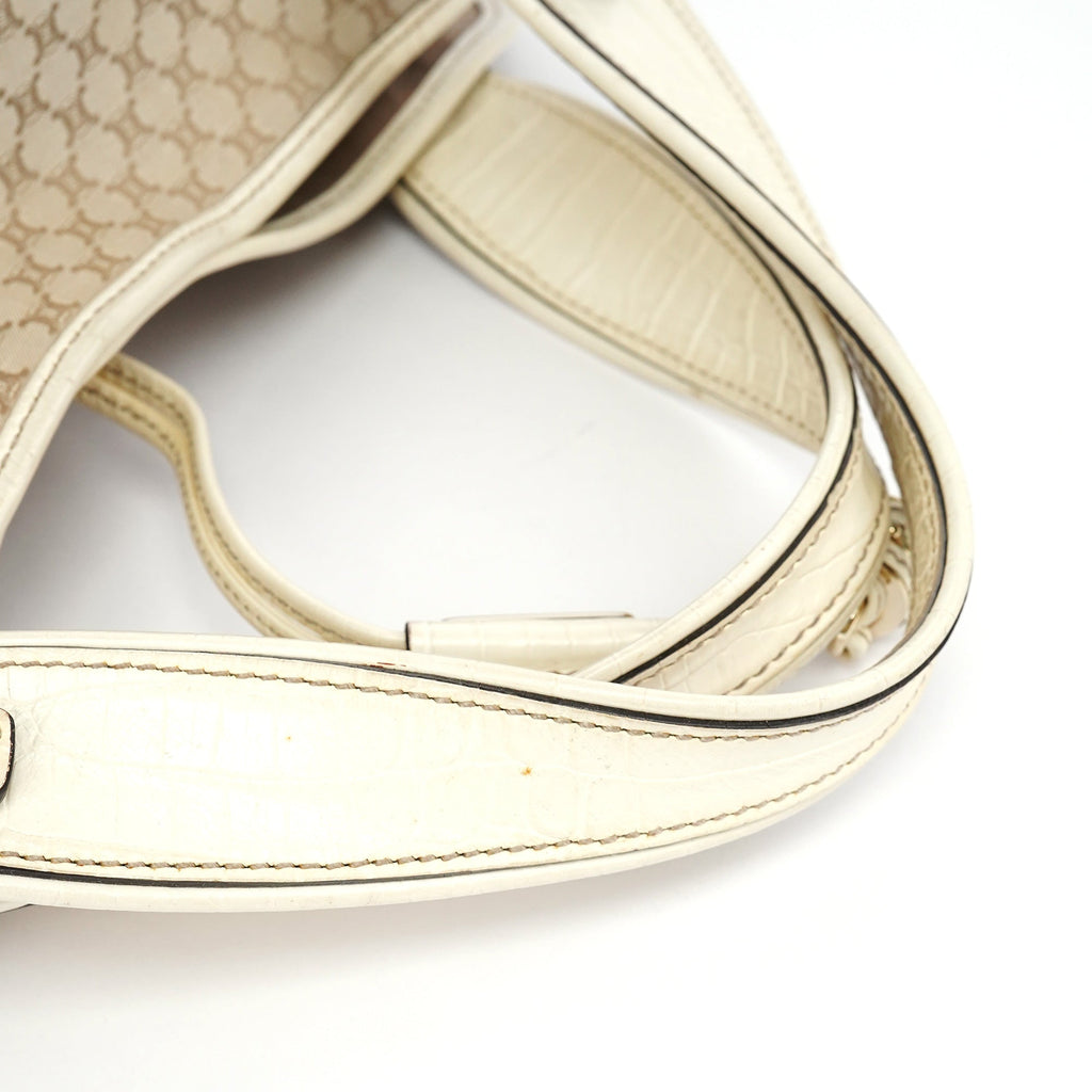 Ivory Canvas Leather Bittersweet Shoulder Bag