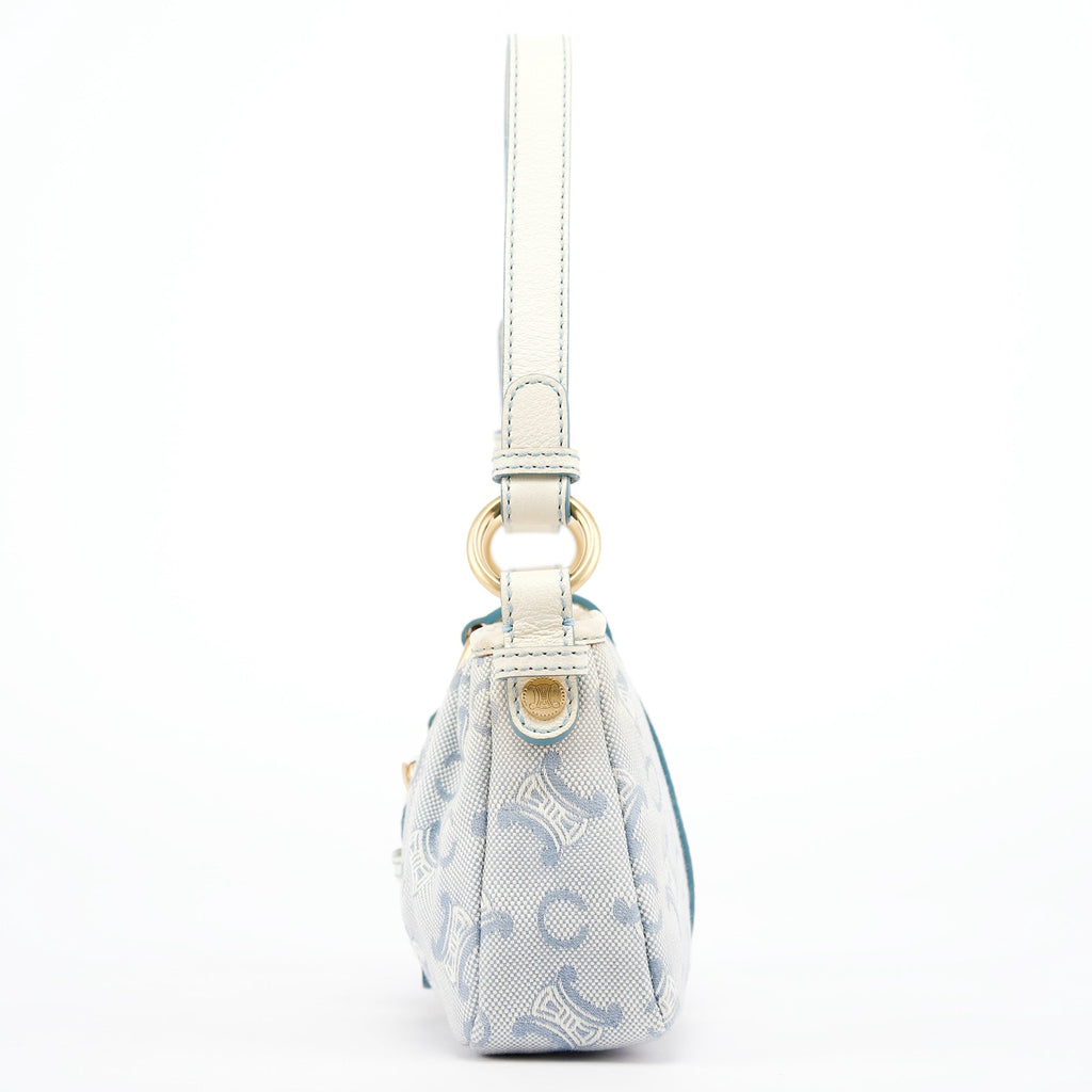 Light Blue Triomphe Mini Hobo Bag