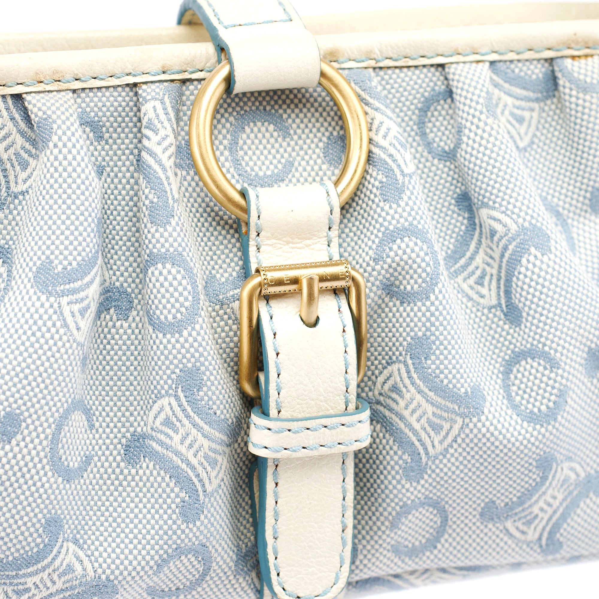 Light Blue Triomphe Mini Hobo Bag