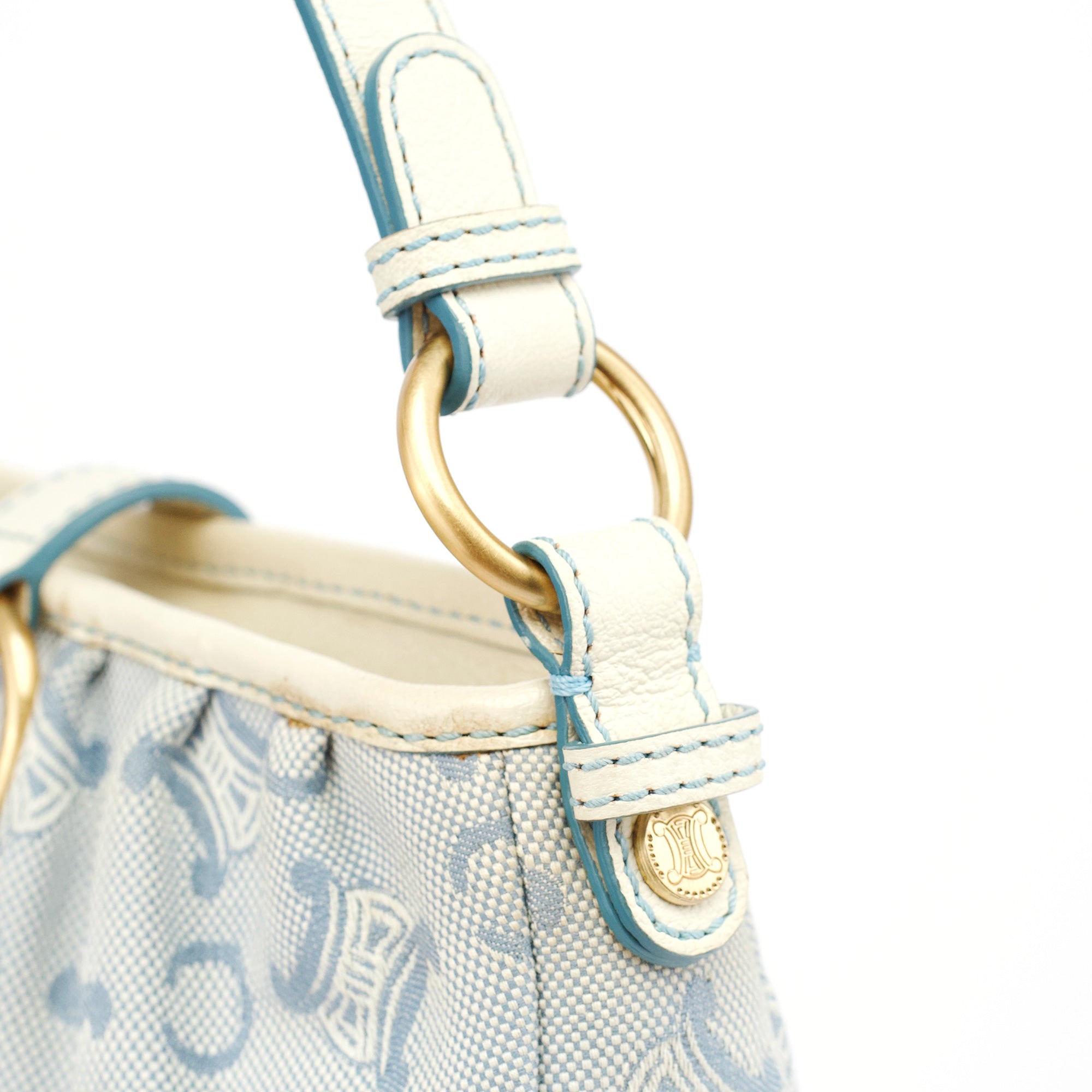 Light Blue Triomphe Mini Hobo Bag