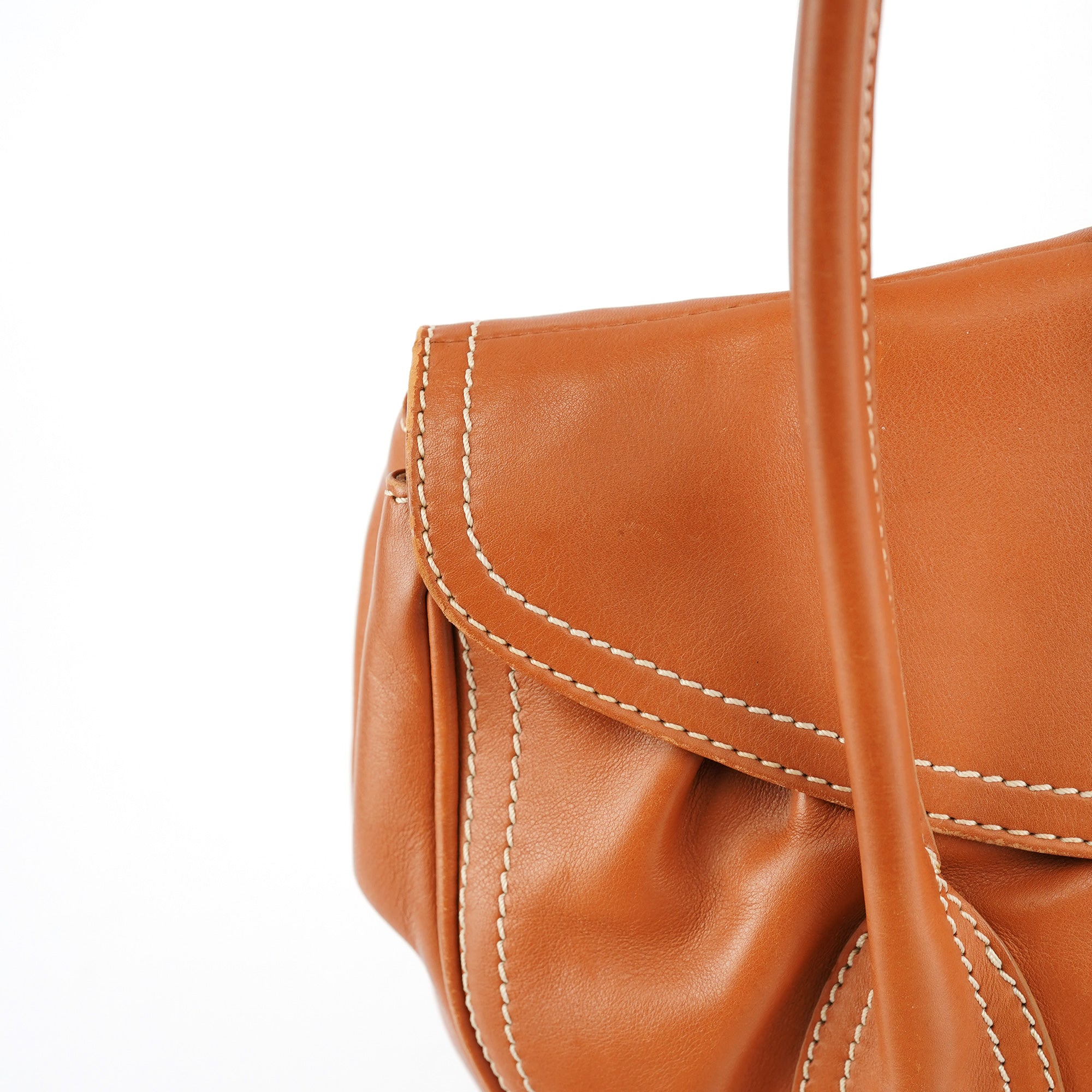 Light Brown Leather Belt Tote Bag