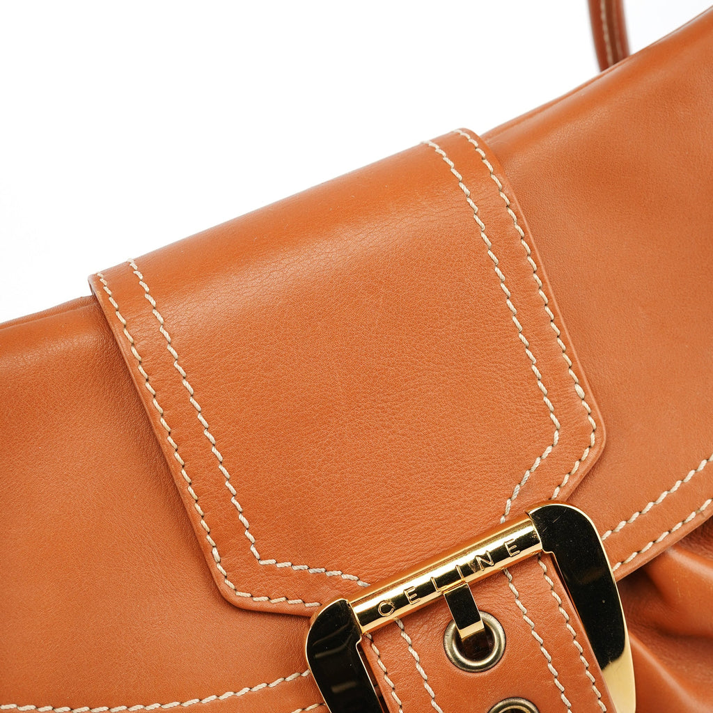 Light Brown Leather Belt Tote Bag