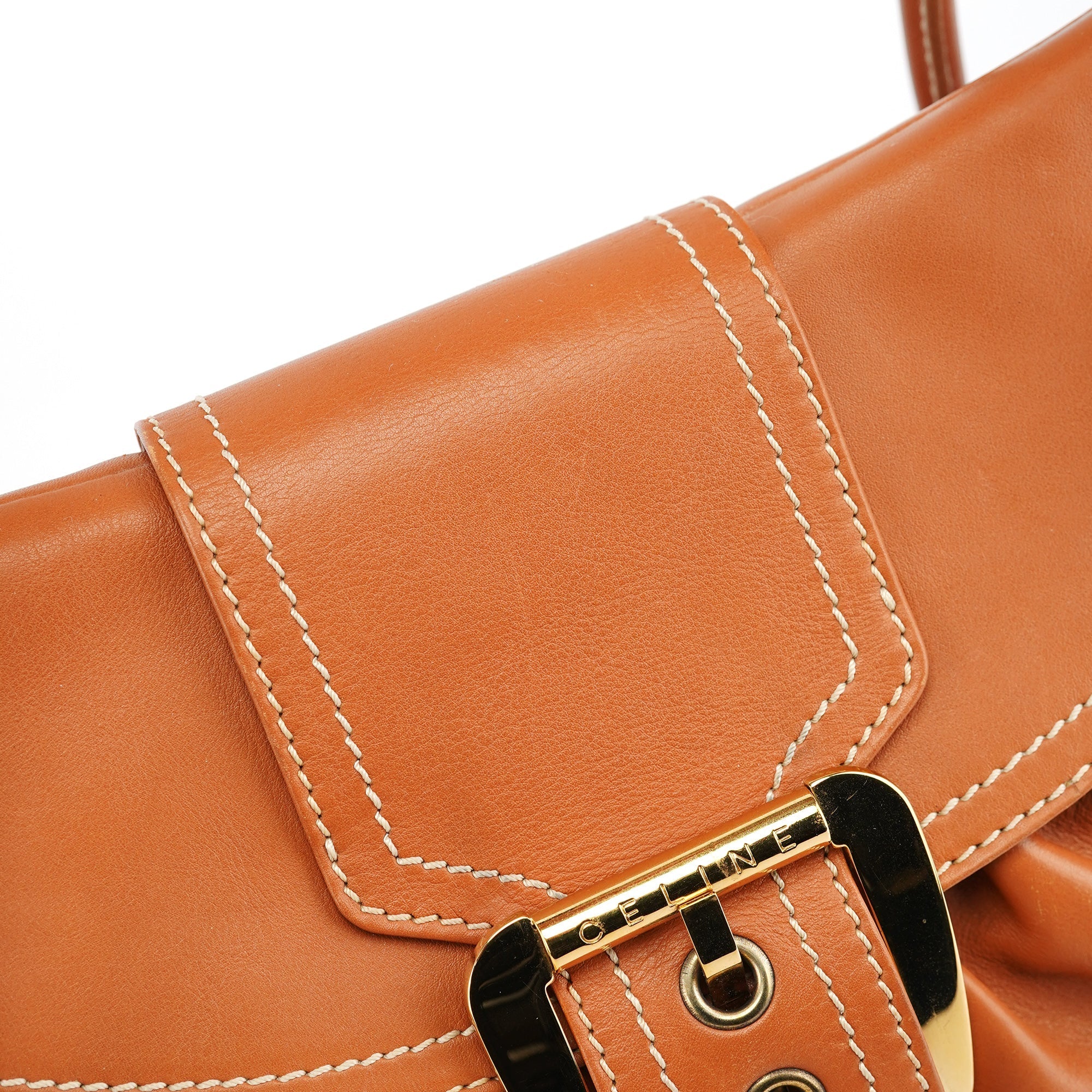 Light Brown Leather Belt Tote Bag