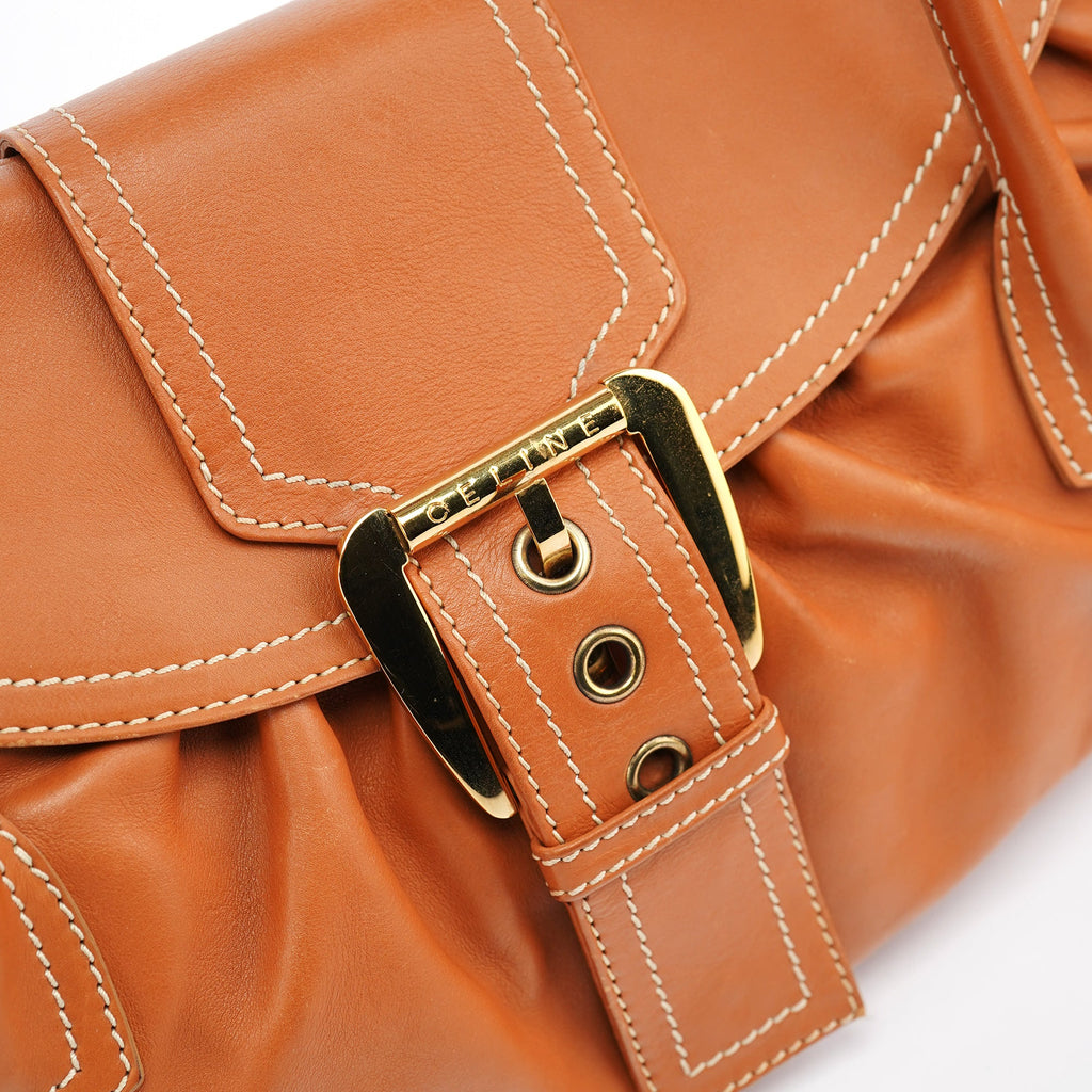 Light Brown Leather Belt Tote Bag