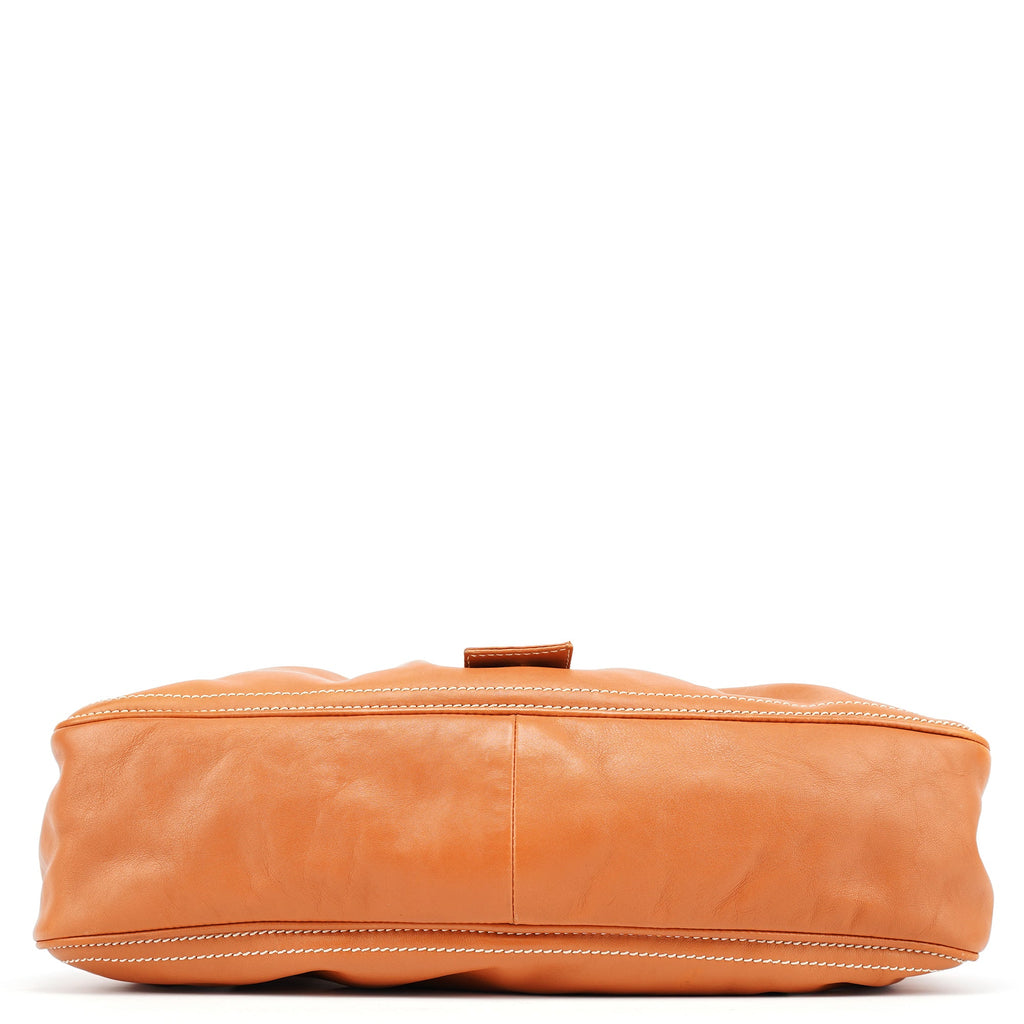 Light Brown Leather Belt Tote Bag
