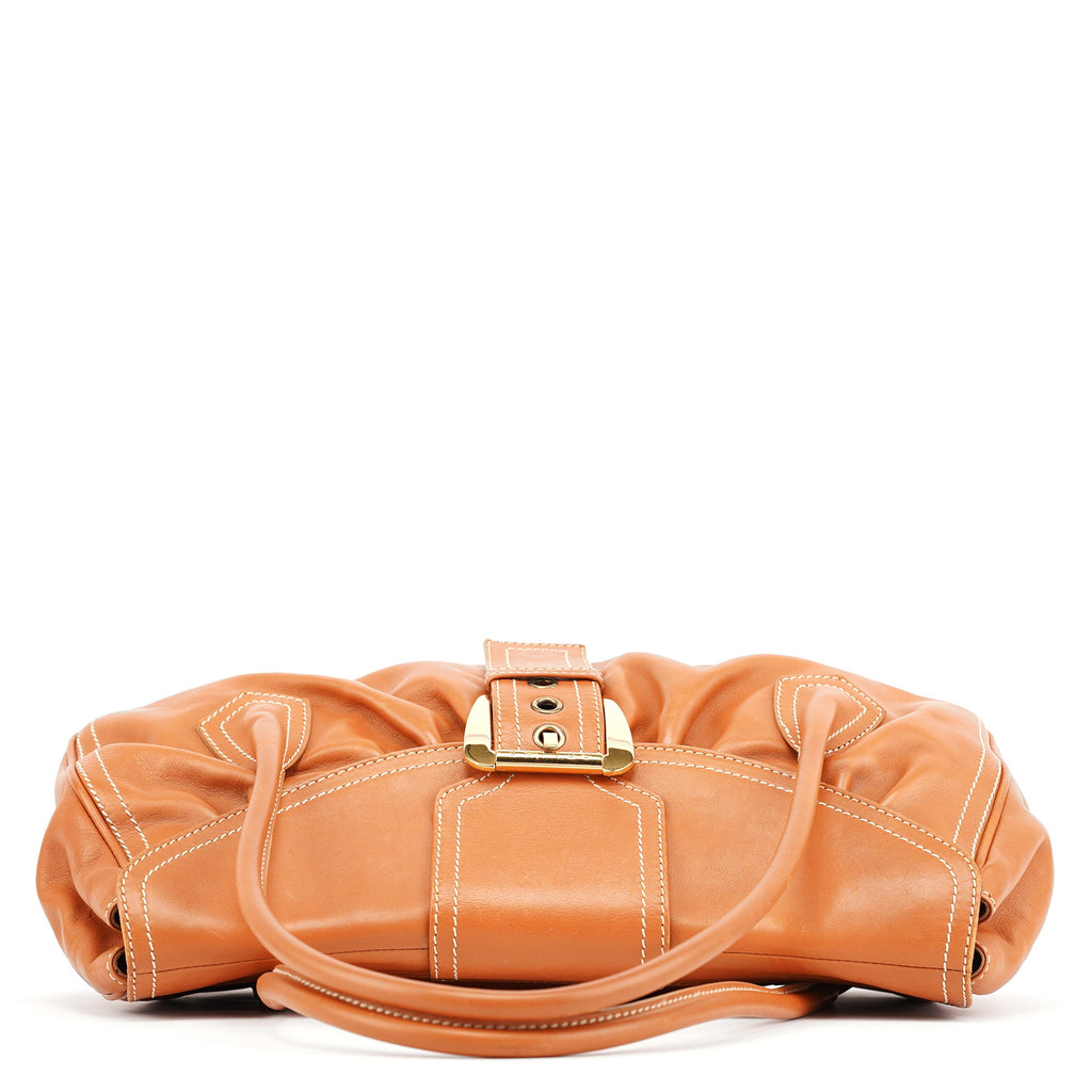 Light Brown Leather Belt Tote Bag