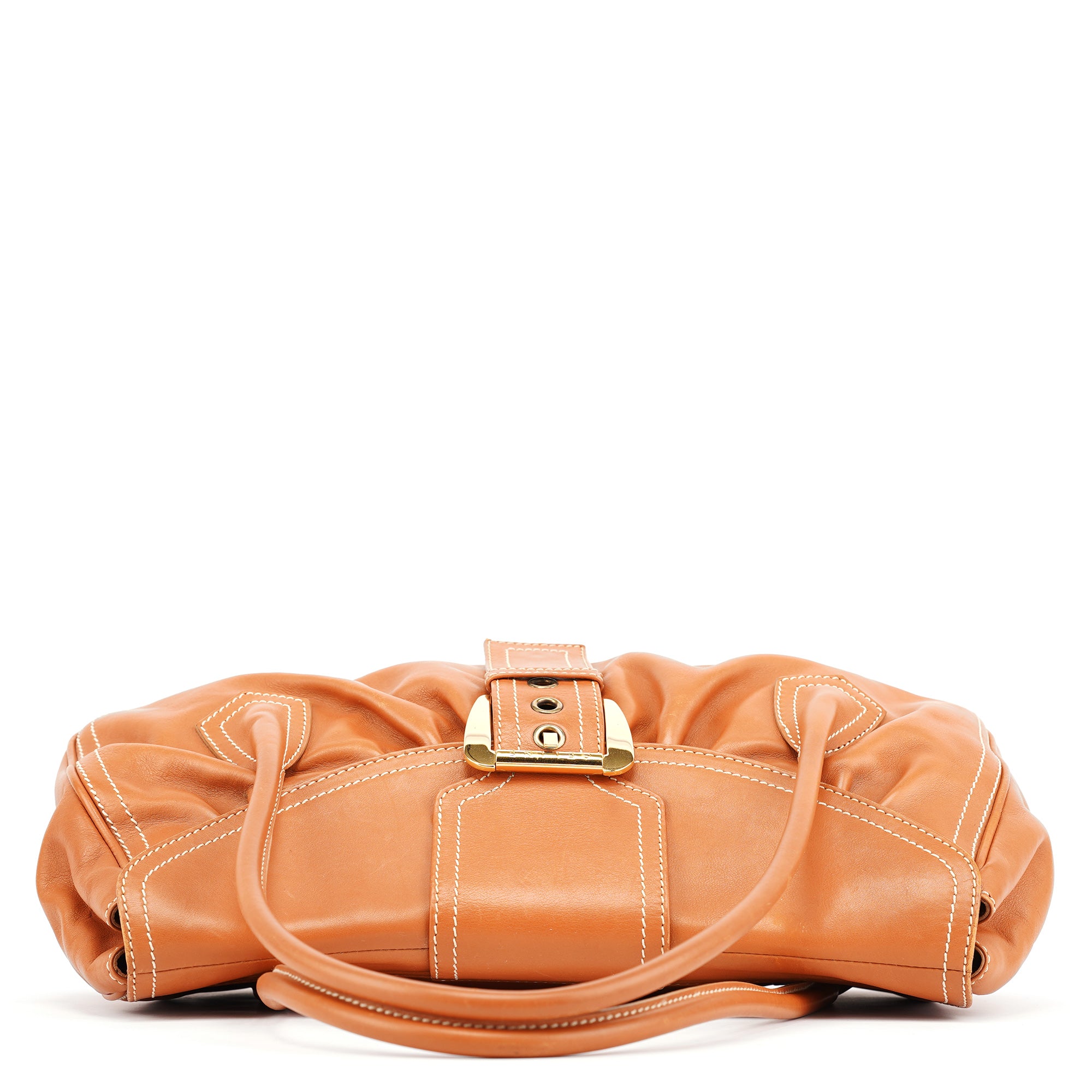 Light Brown Leather Belt Tote Bag