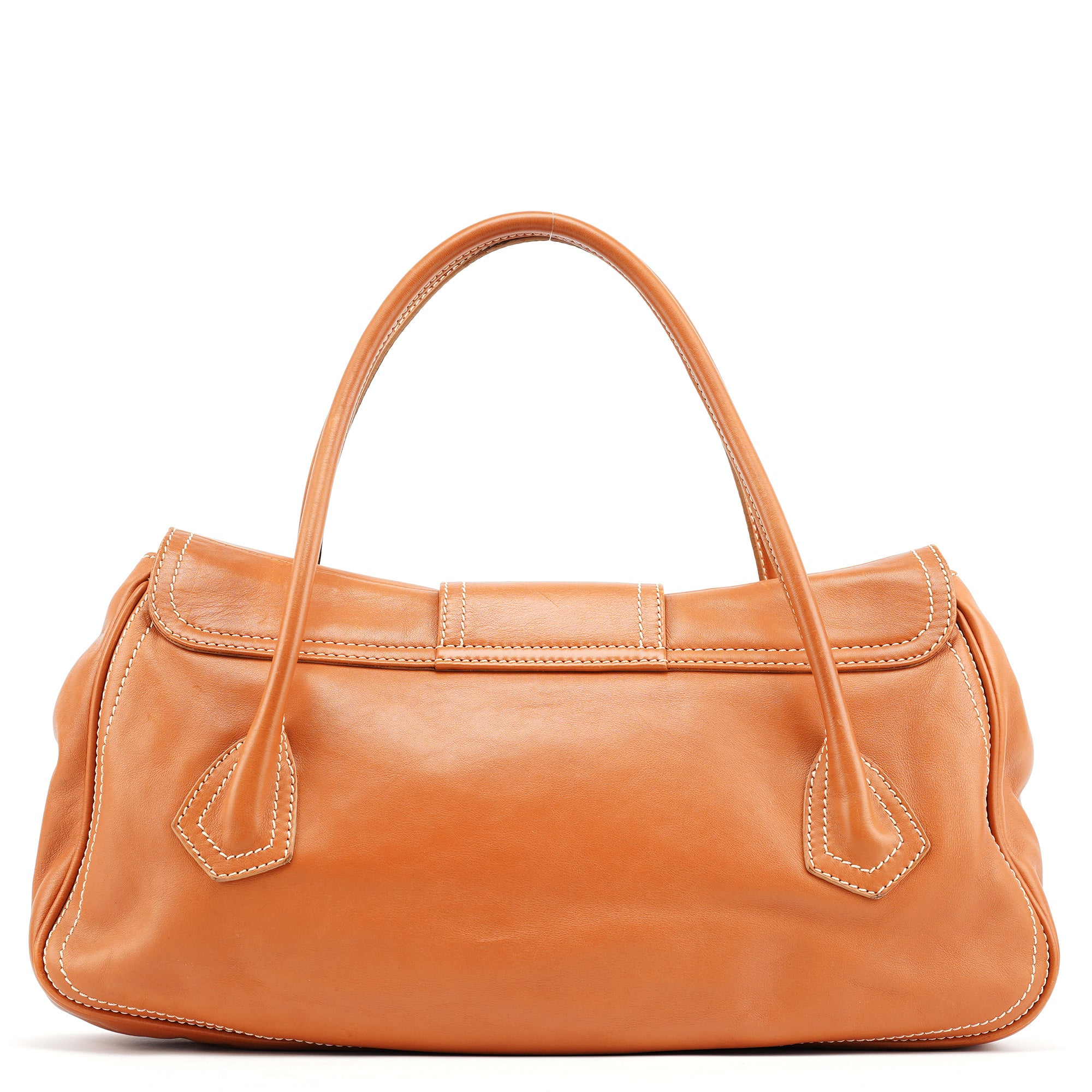 Light Brown Leather Belt Tote Bag
